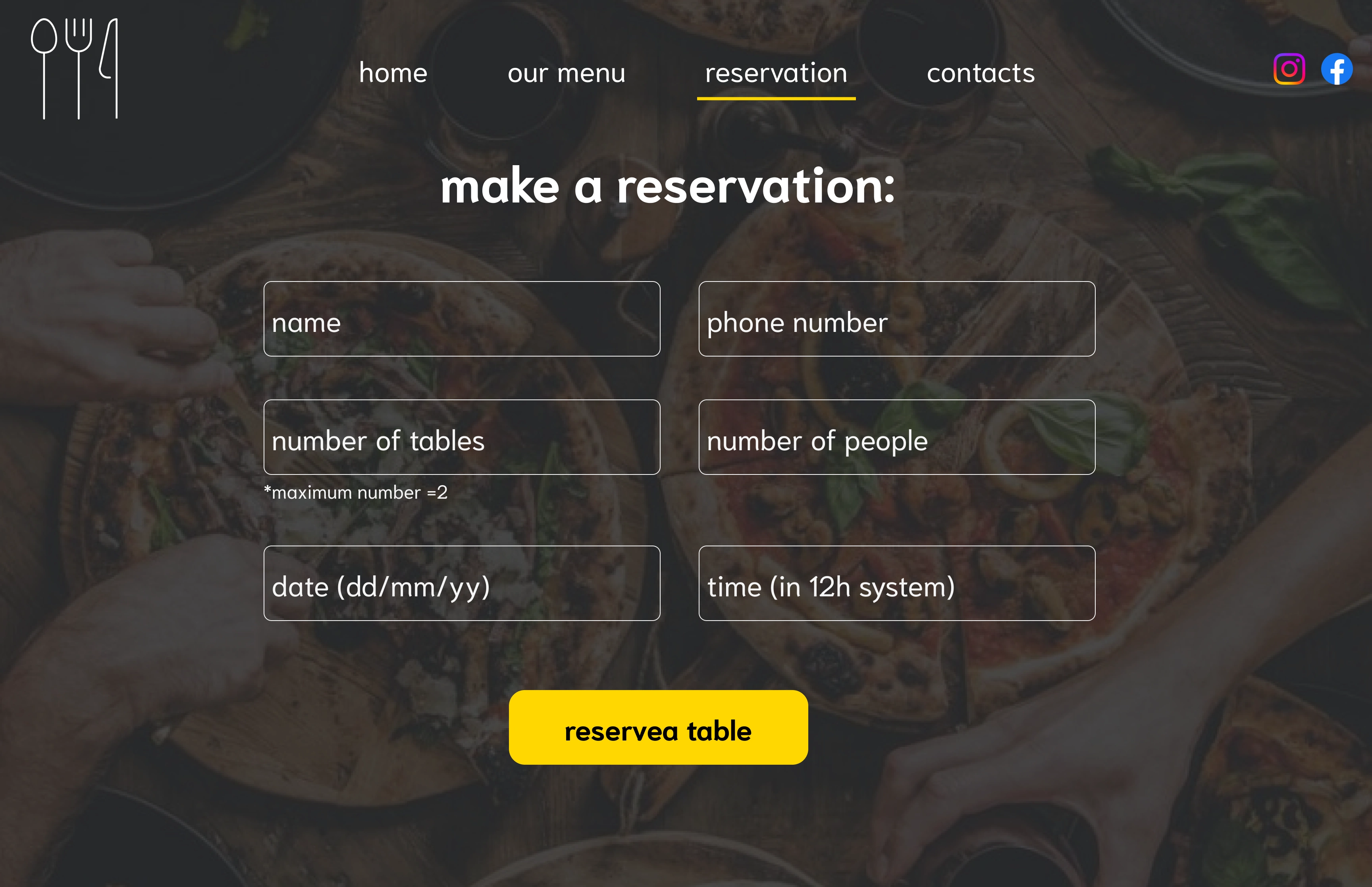 reservations page