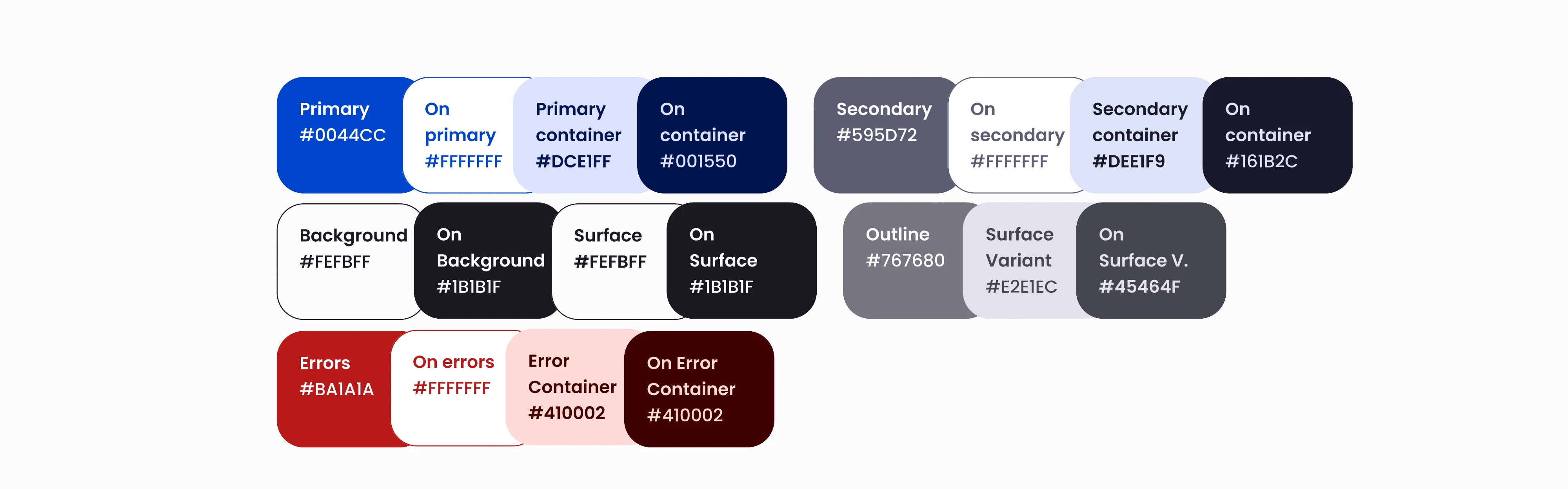 color scheme, in accordance to Material Design guidelnes