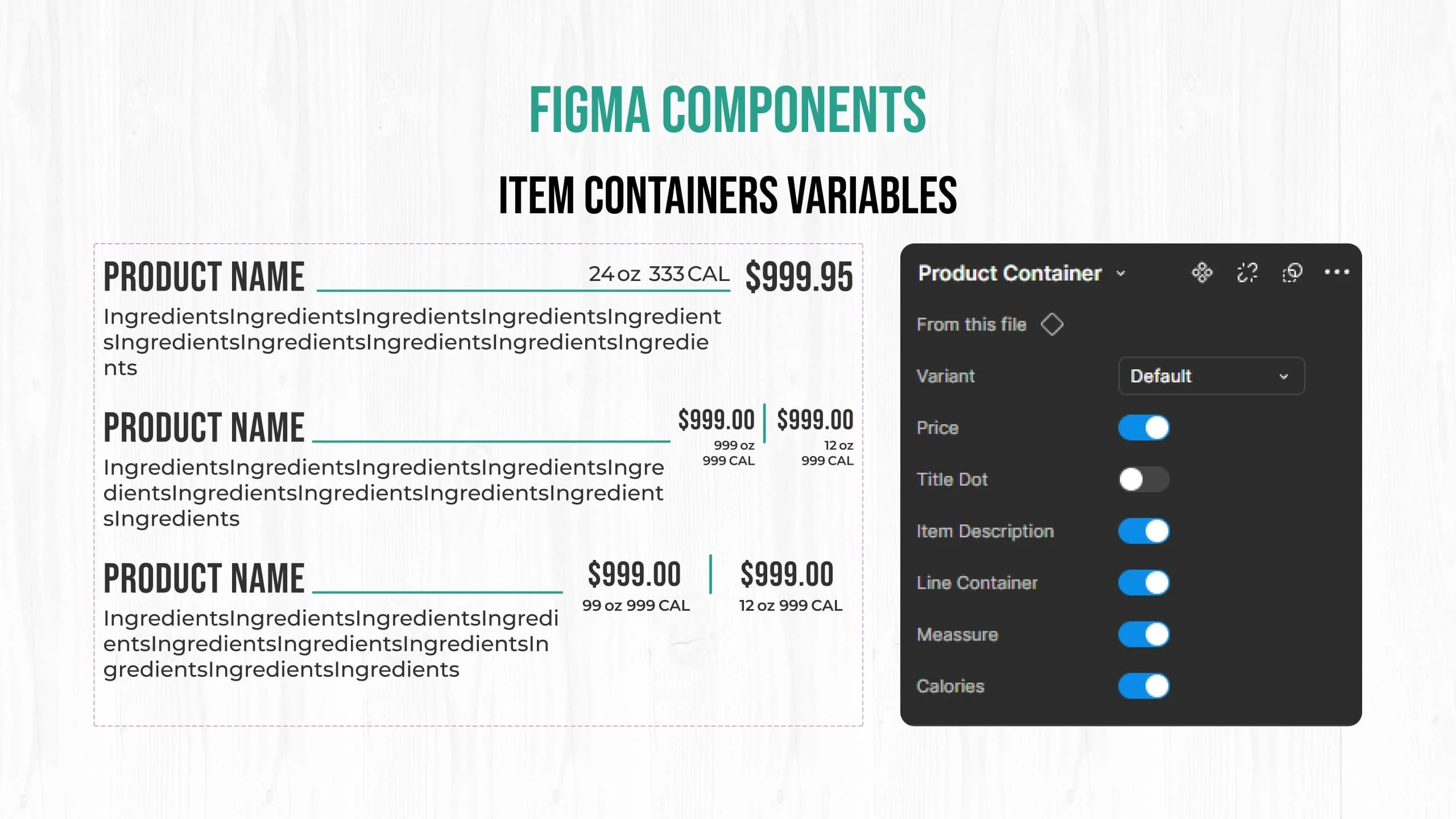 Components for Scalable Menu System