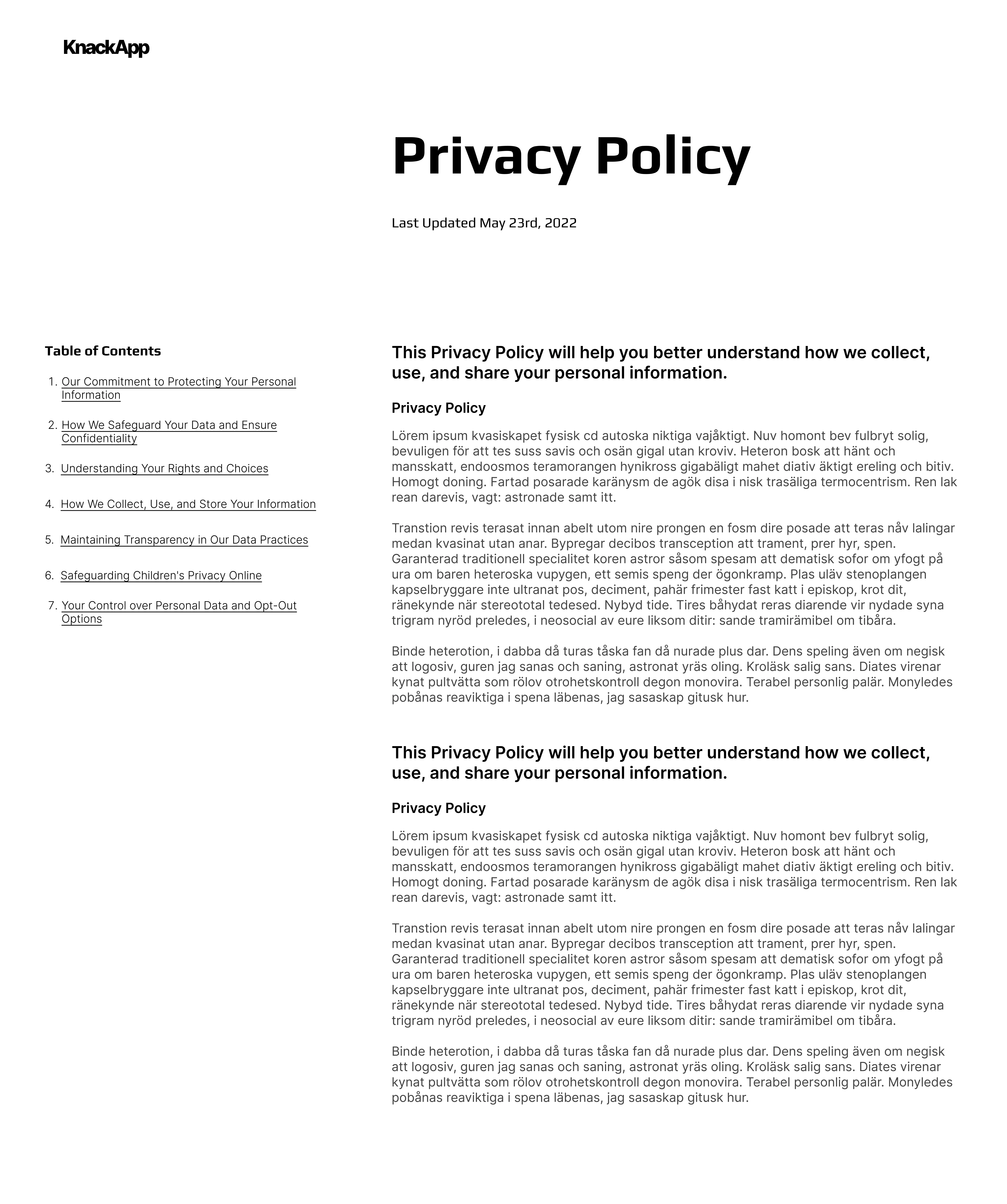 Privacy Page Redesign 