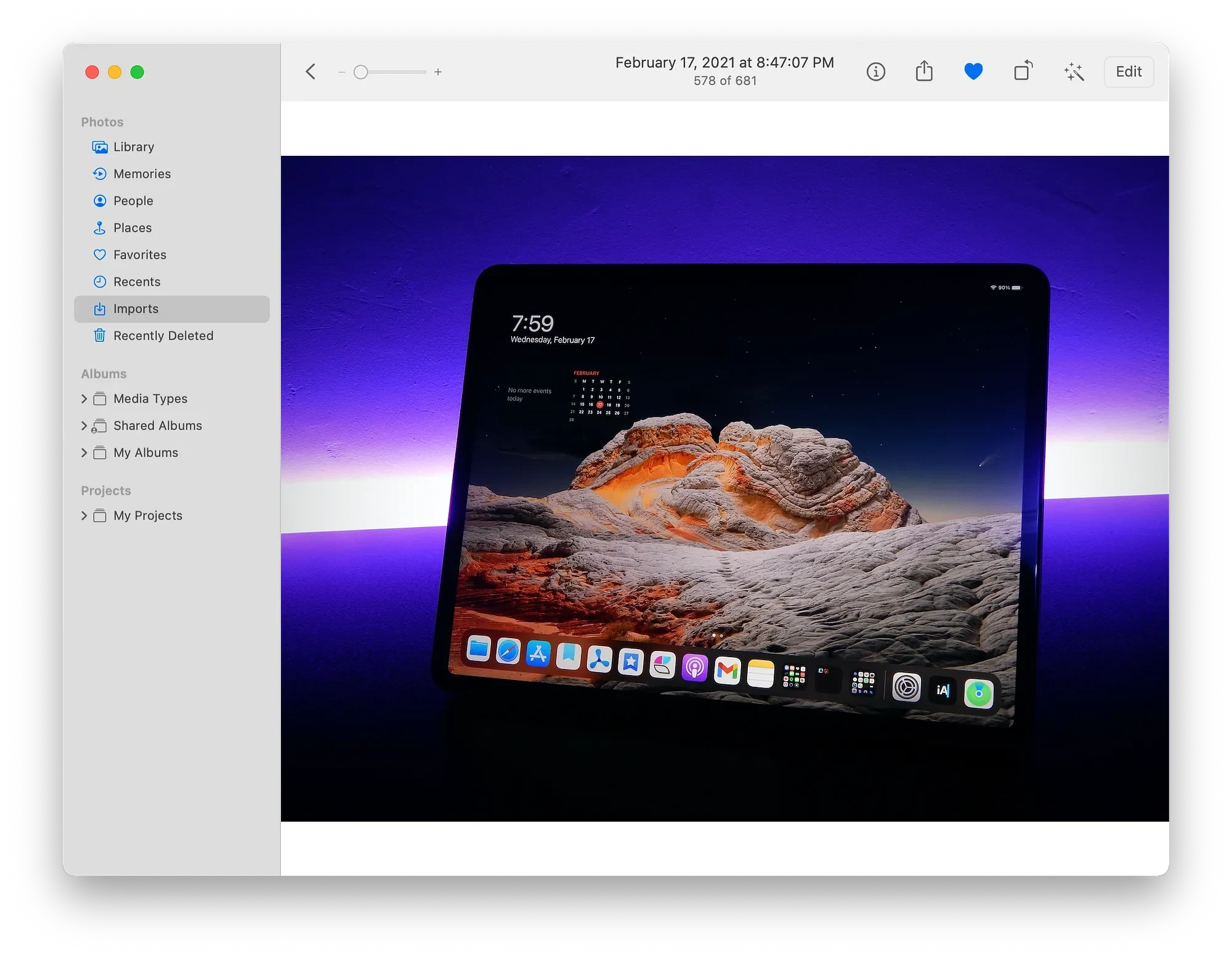 Image of the Photos app on MacOS