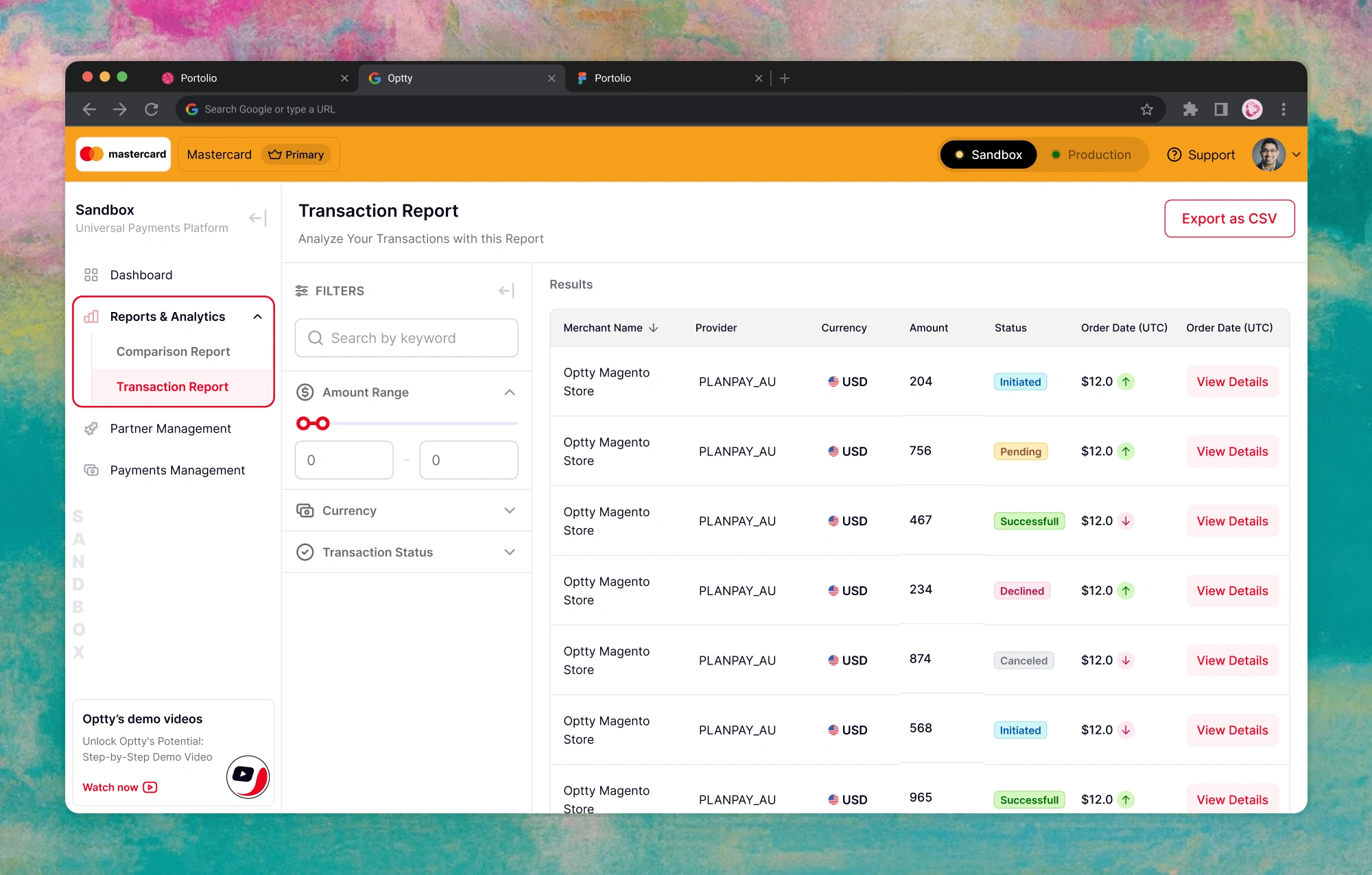 Transaction Report in Reports & Analytics