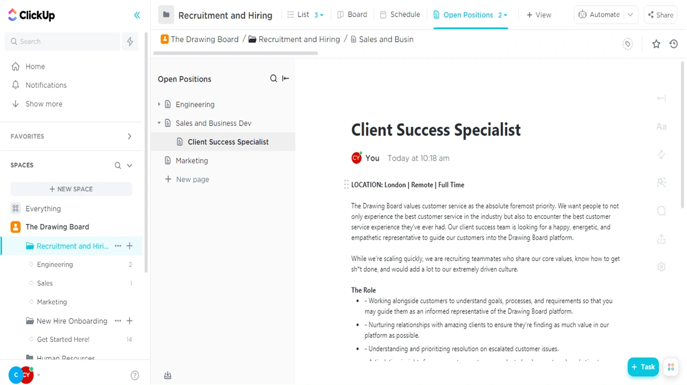 Job Description for a Client Success Specialist