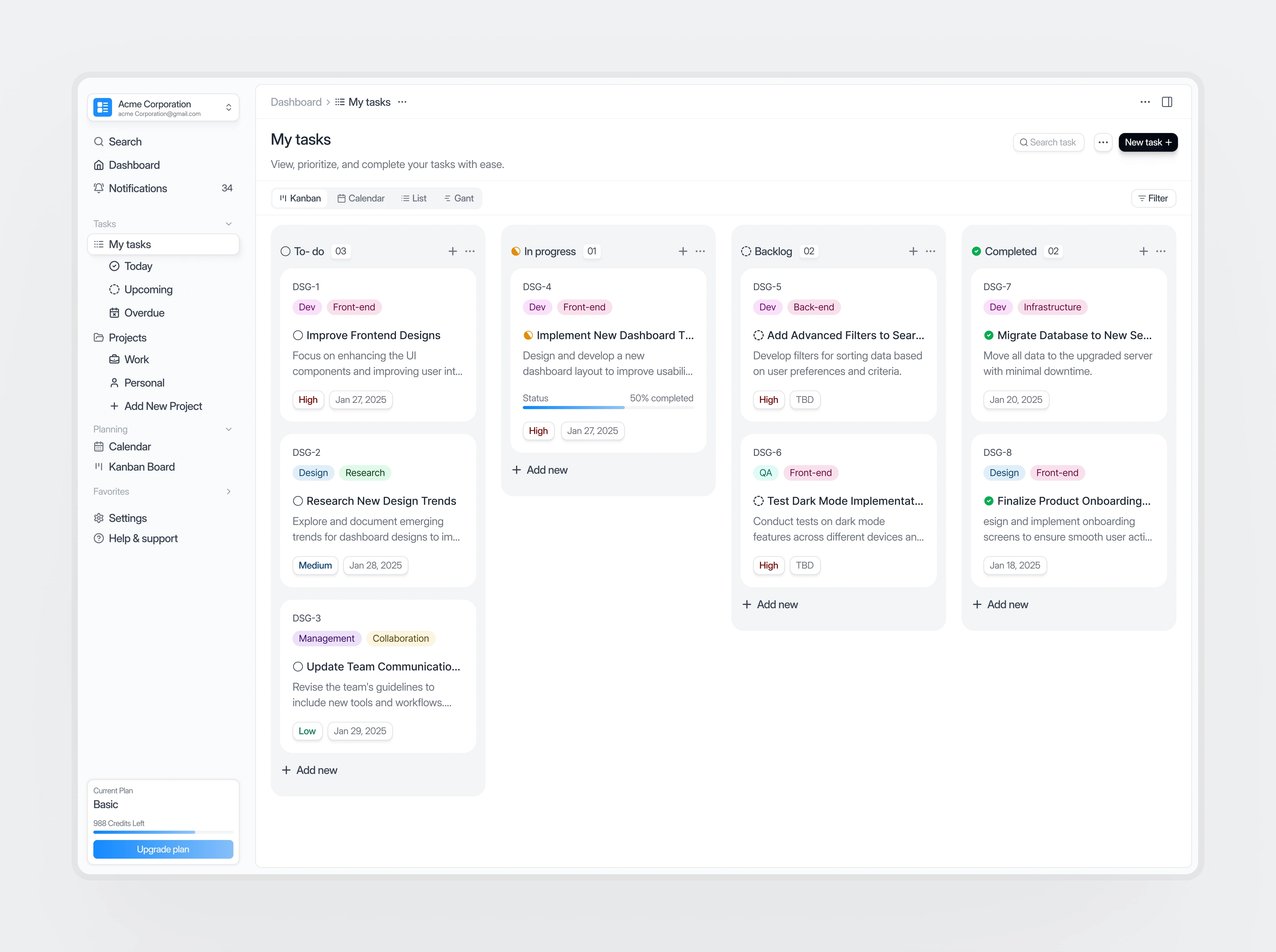 Task management web app