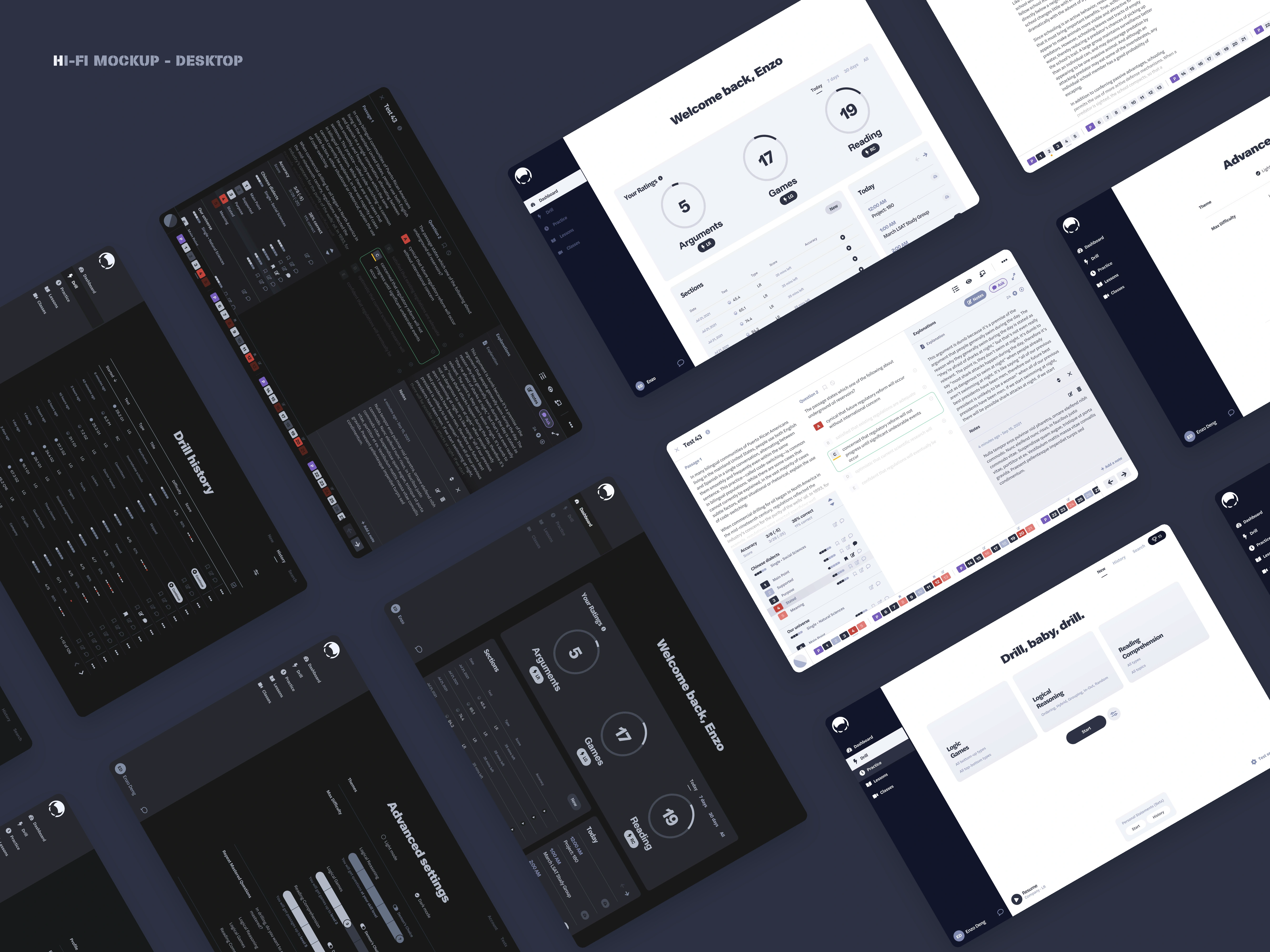 Hi-fi prototype in light and dark theme | Desktop