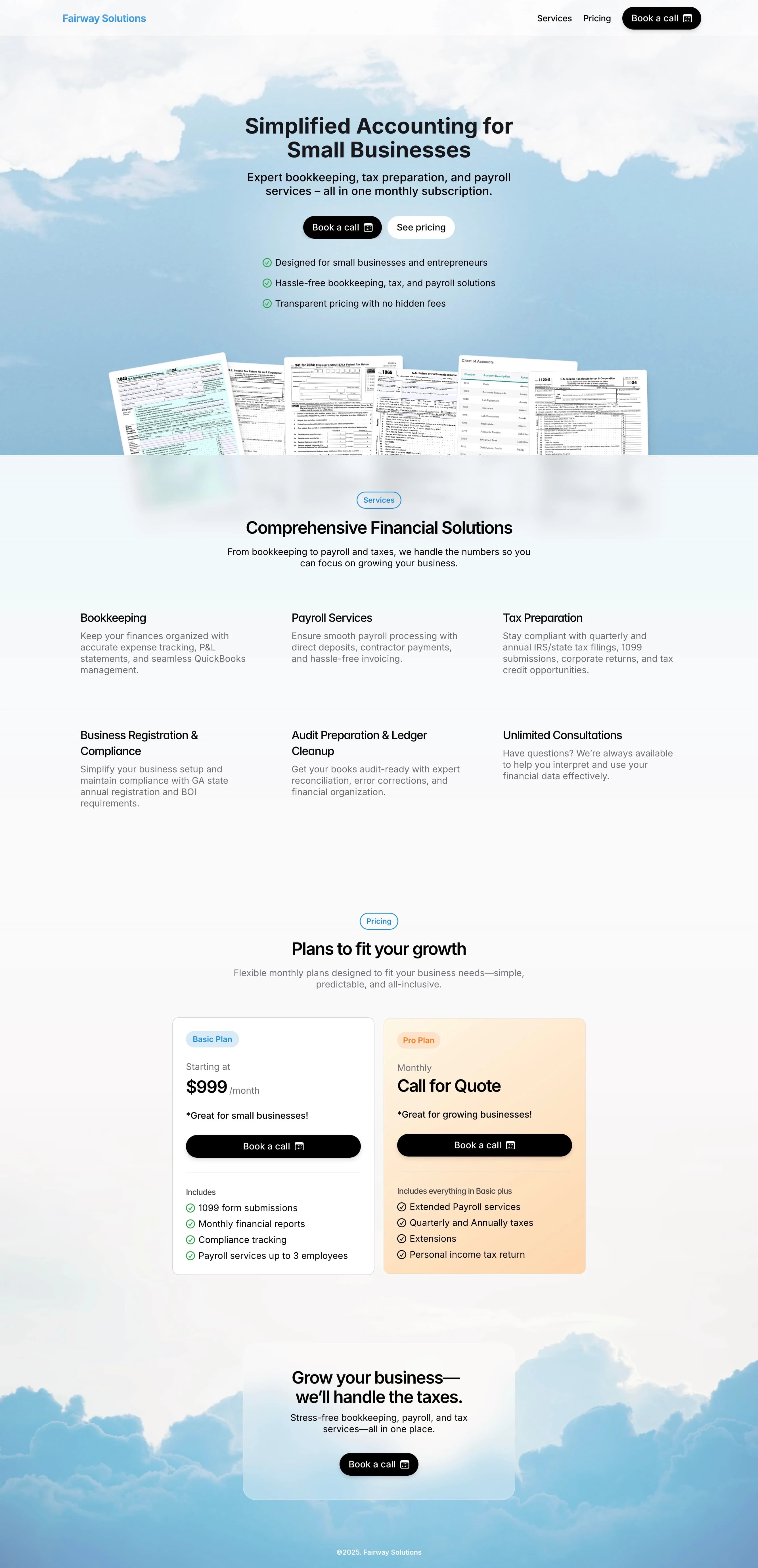 Landing page full page screenshot