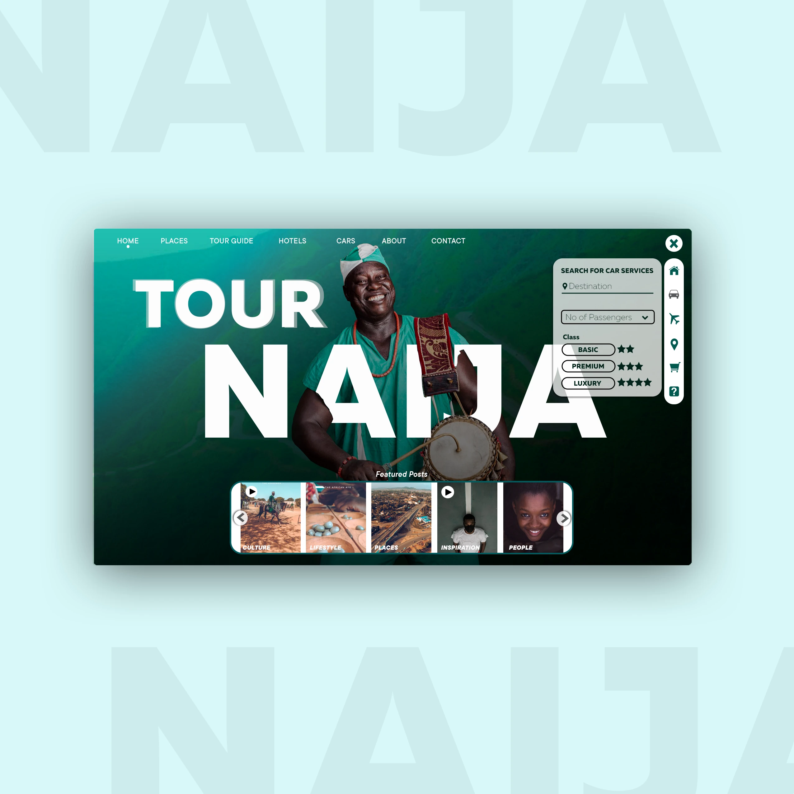 This project amplifies the beauty of the Nigerian culture and it's beautiful and serene environment. The green & white colors used in this project represent the Nigerian flag colors.