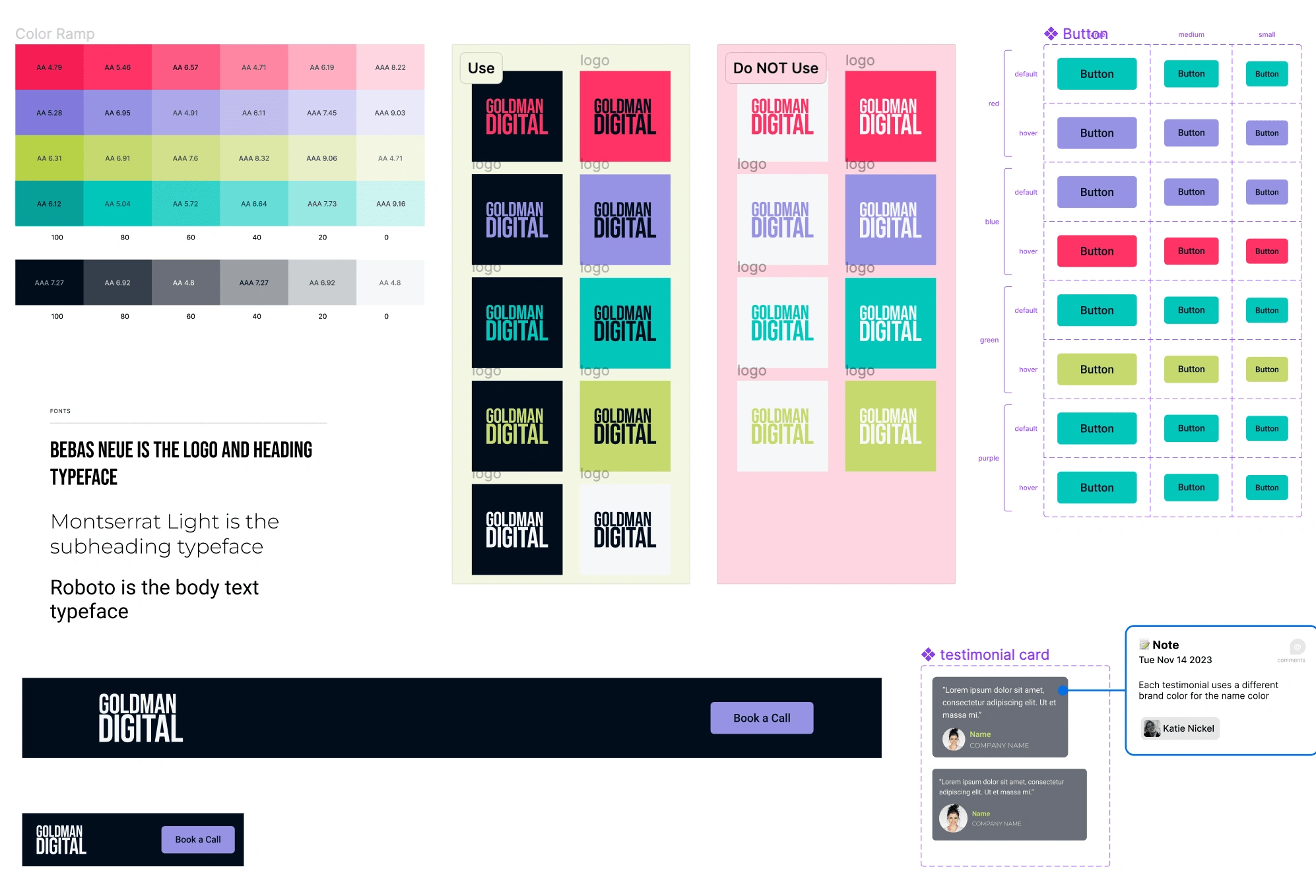 Preview of Design Styles and Components used in Landing Page design