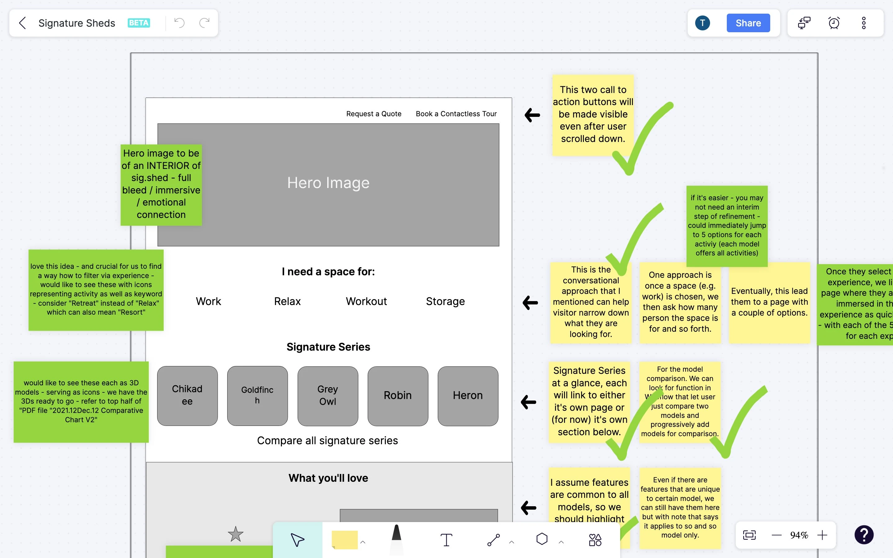 Wireframe with client's input