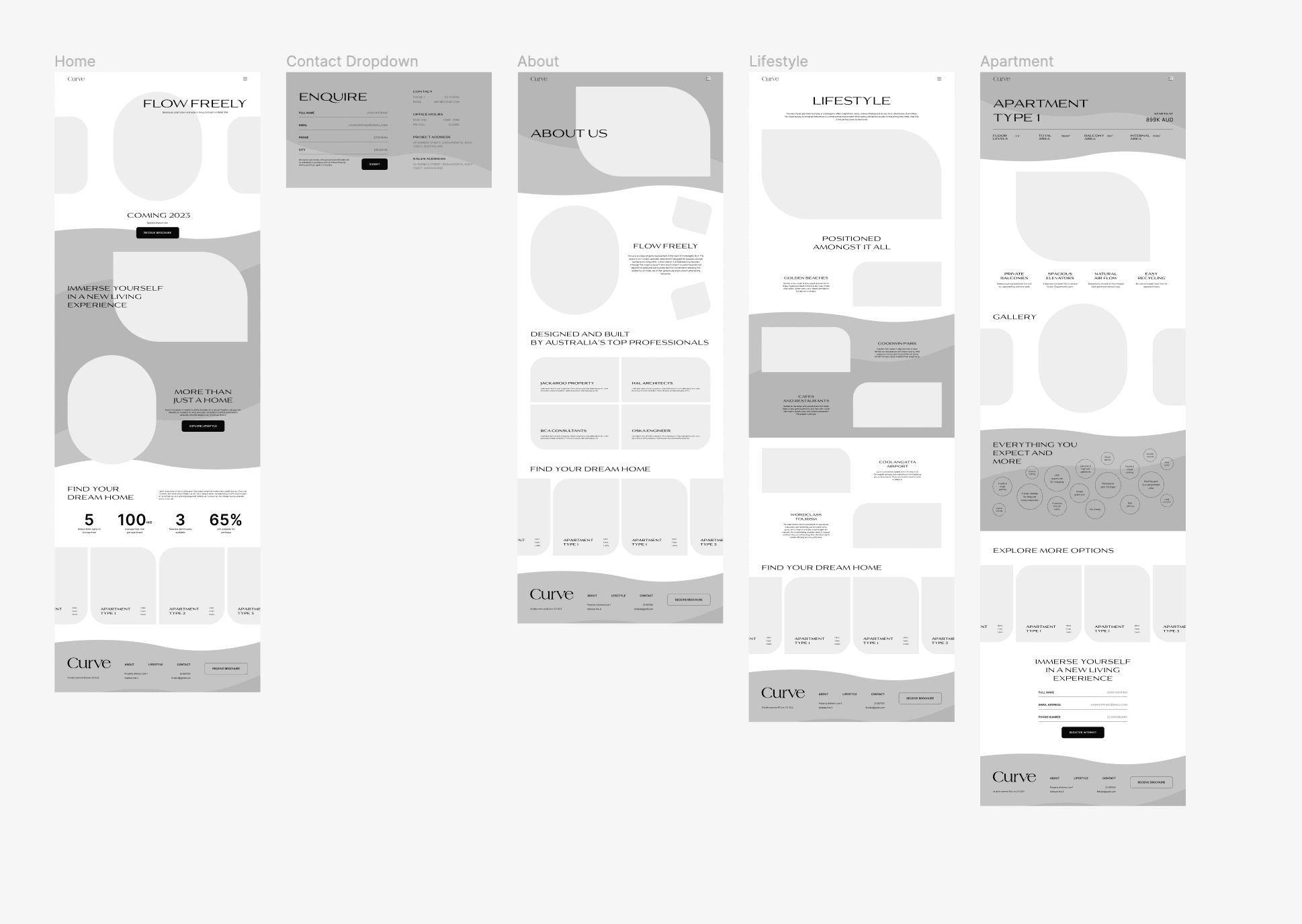 Some of the early wireframes