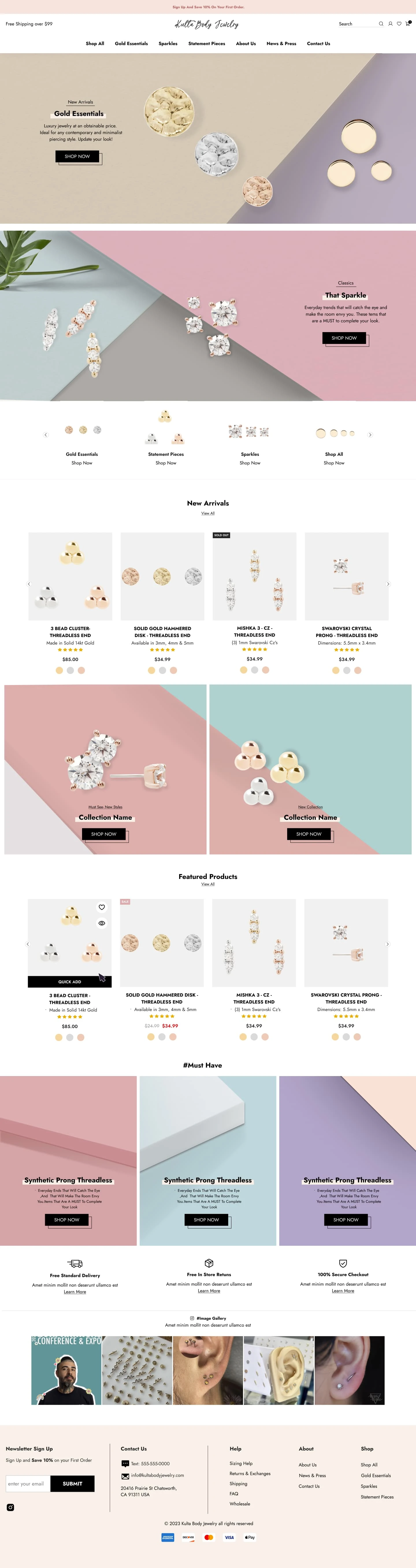 I designed this website for a luxury body jewelry brand as part of a team at a company I worked for. While the site was developed on Shopify, my role focused on creating a clean and modern design that showcased the jewelry in the best light. I used a soft, sophisticated color palette and structured the layout to ensure an easy and enjoyable shopping experience. It was all about blending elegance and functionality to reflect the brand's style.