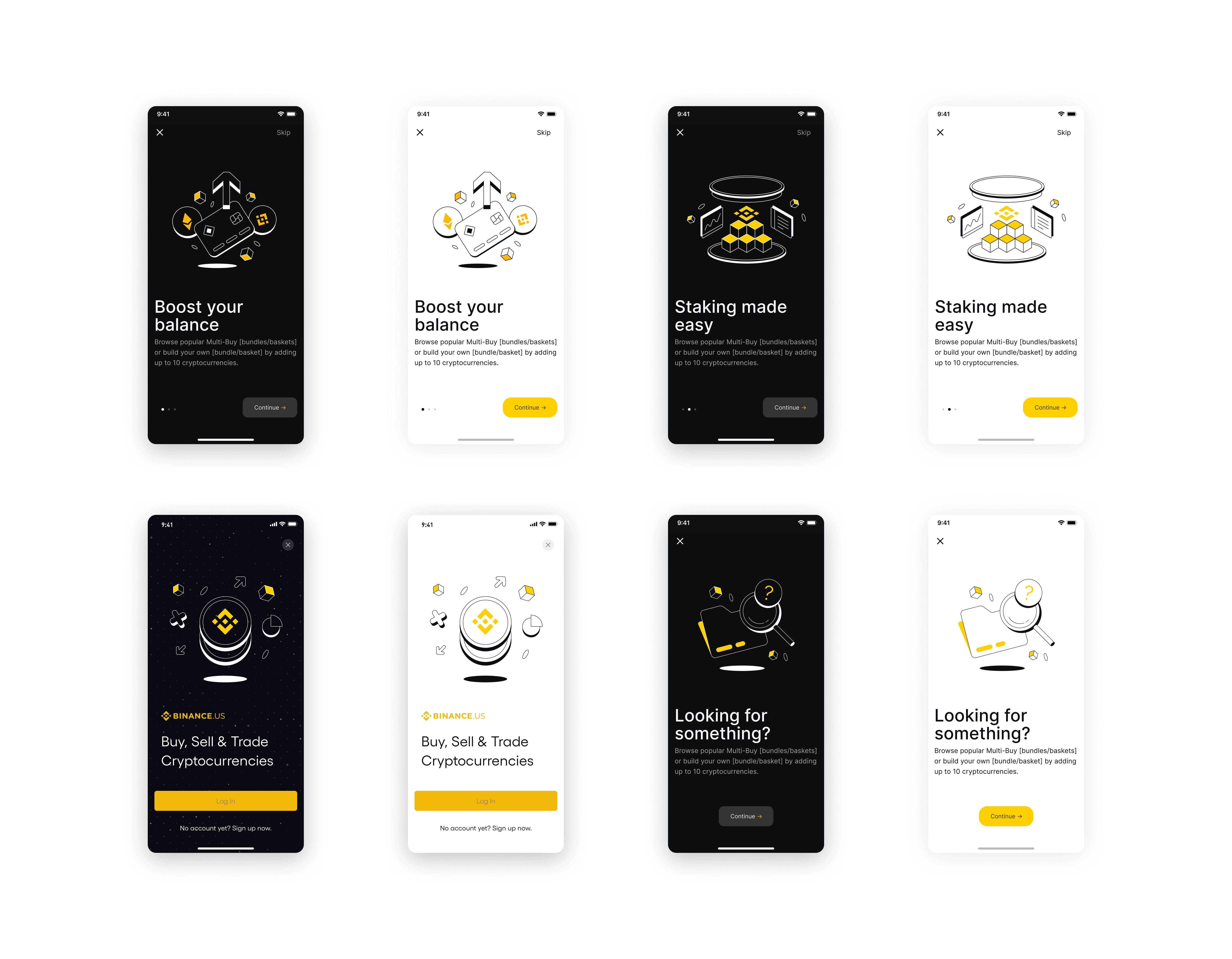 Illustrations in the onboarding UI.