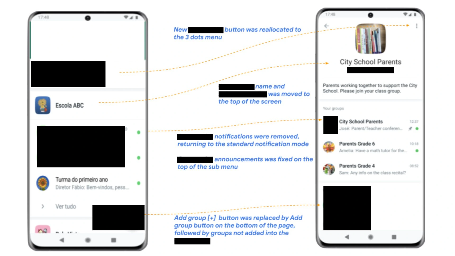 Changes made to the final functionality, as a result of the results collected in the research phase