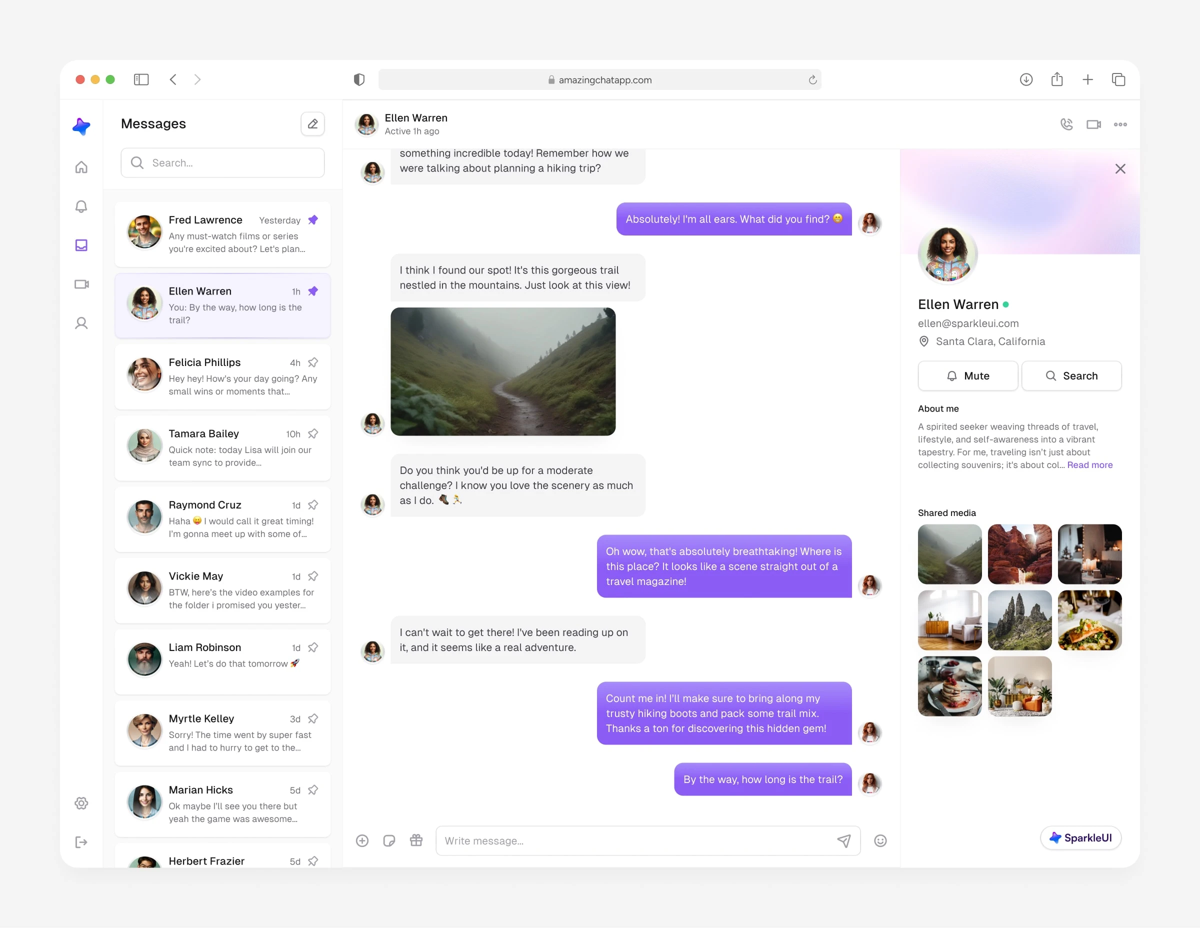 Chat app UI created with SparkleUI✨