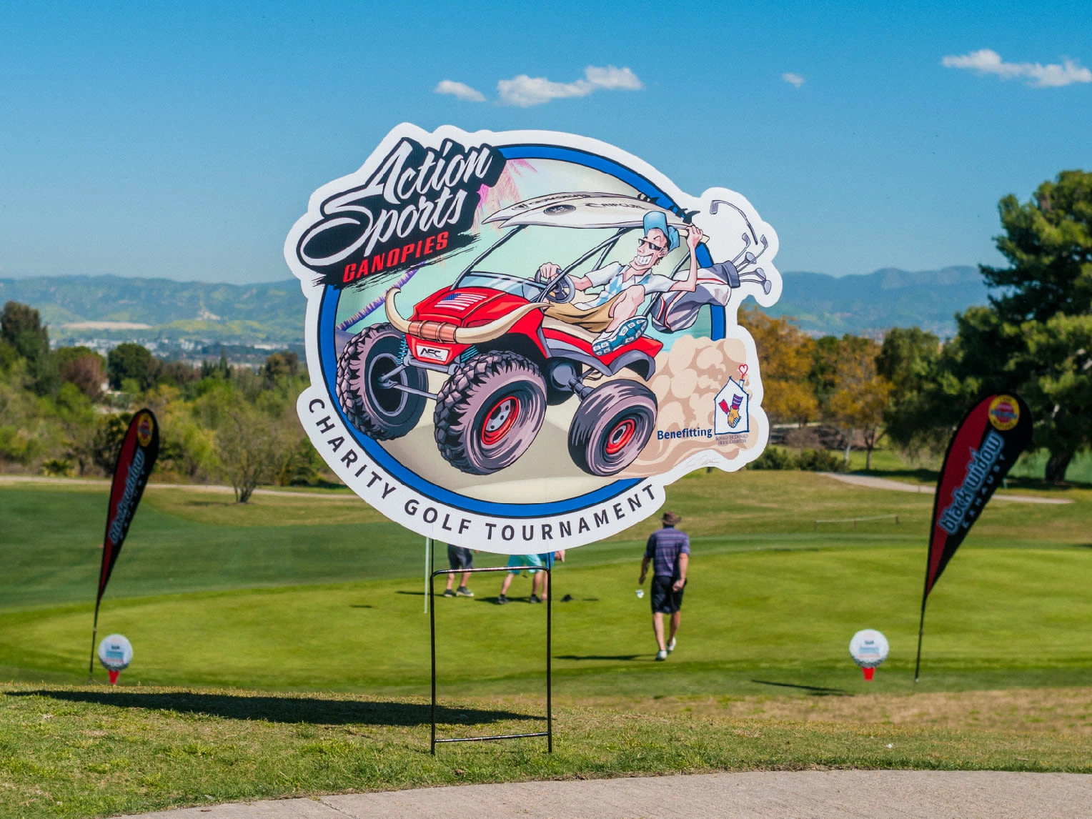 Printed signage on location at the Charity Golf Tournament.