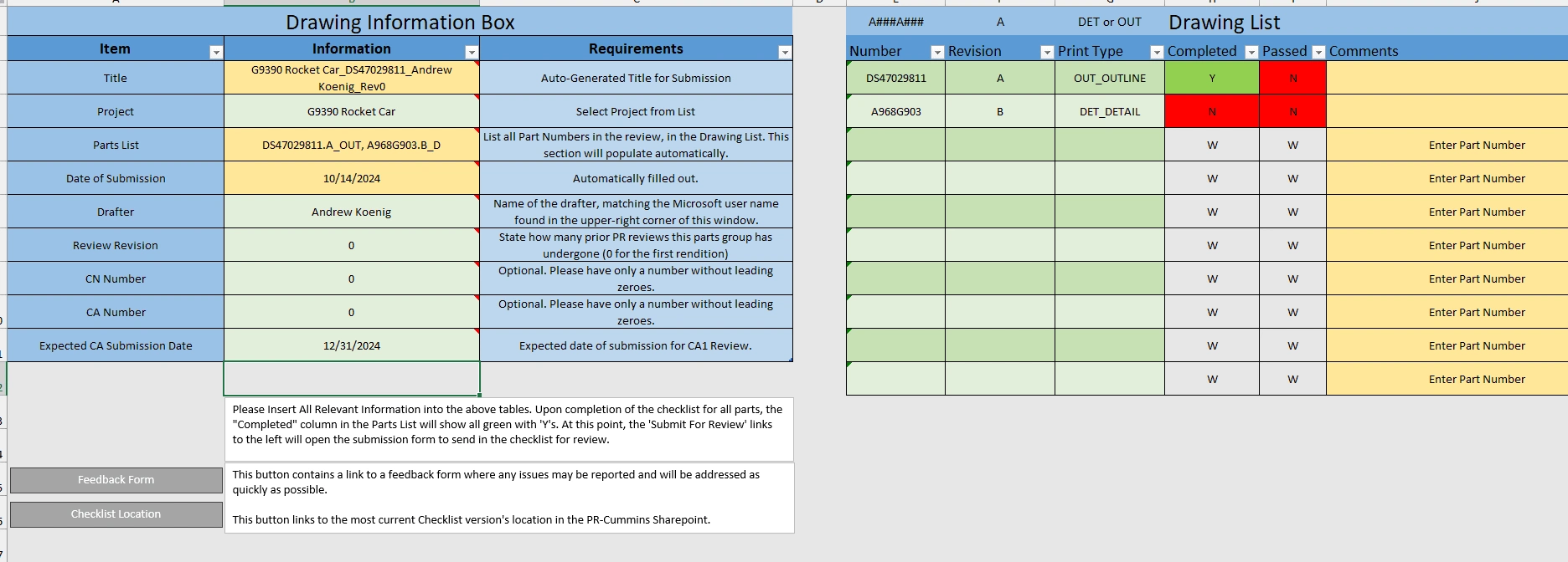 Incomplete checklist, which does not allow the checklist link to be opened.