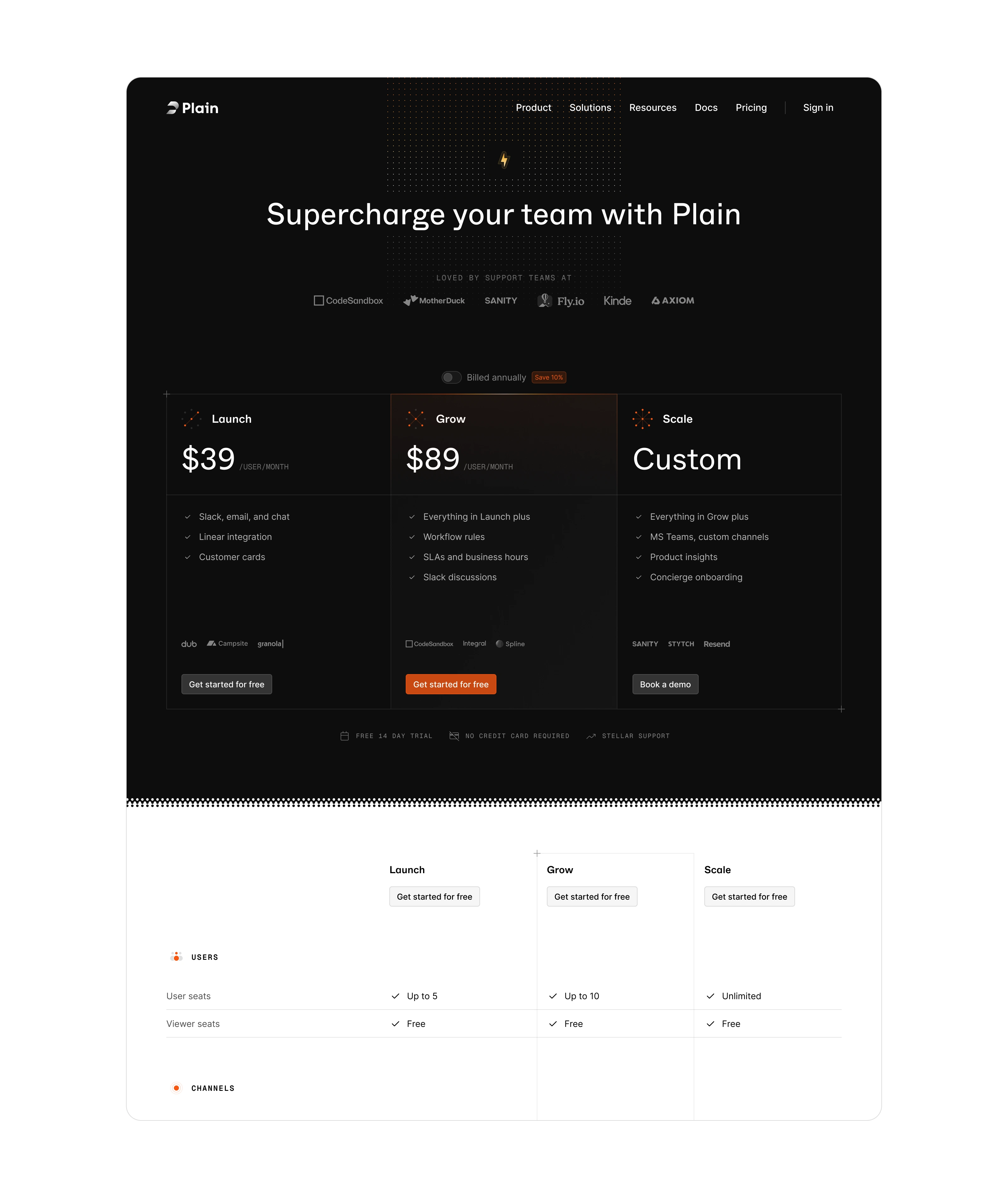 Pricing page