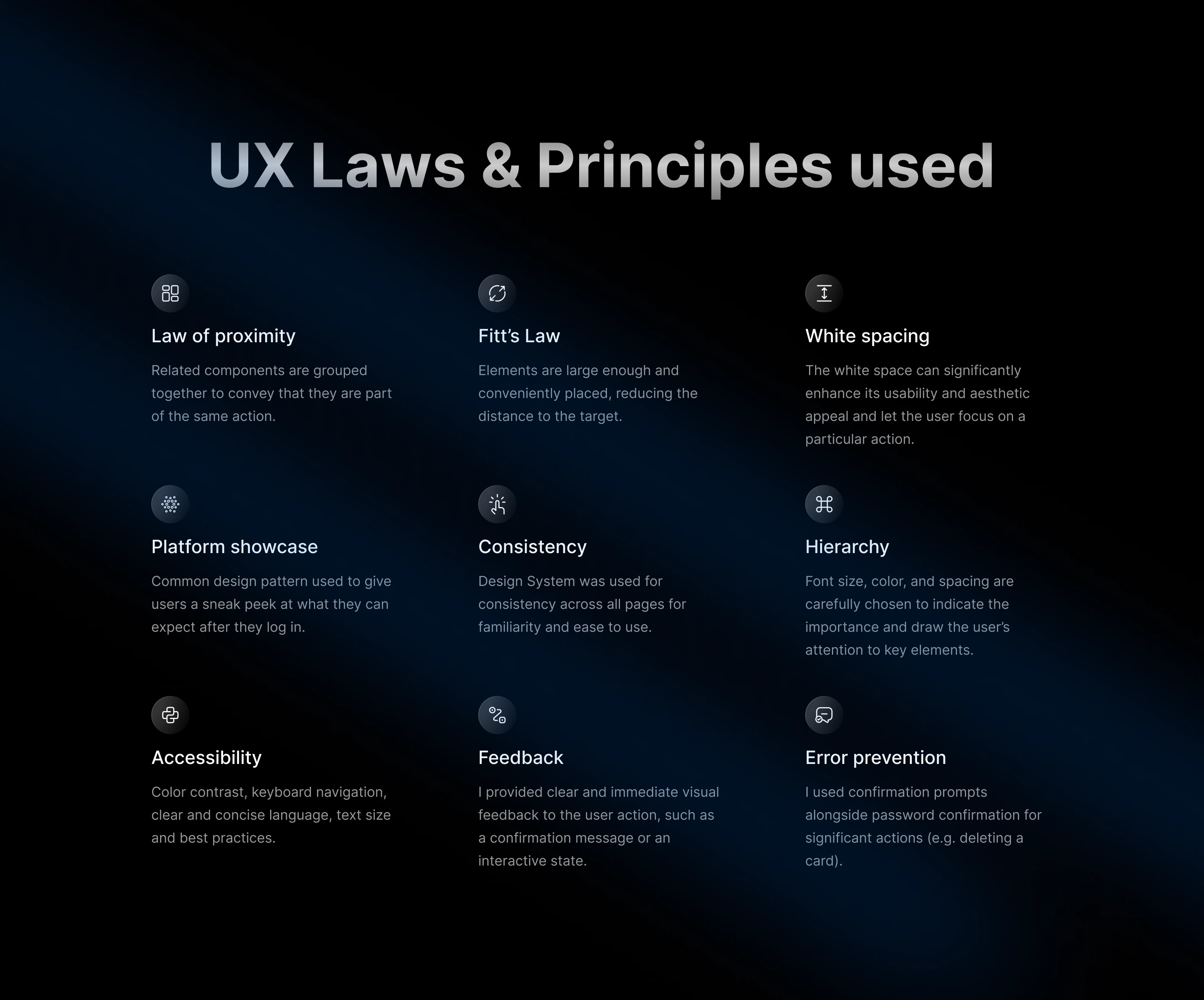 UX Laws and principles used