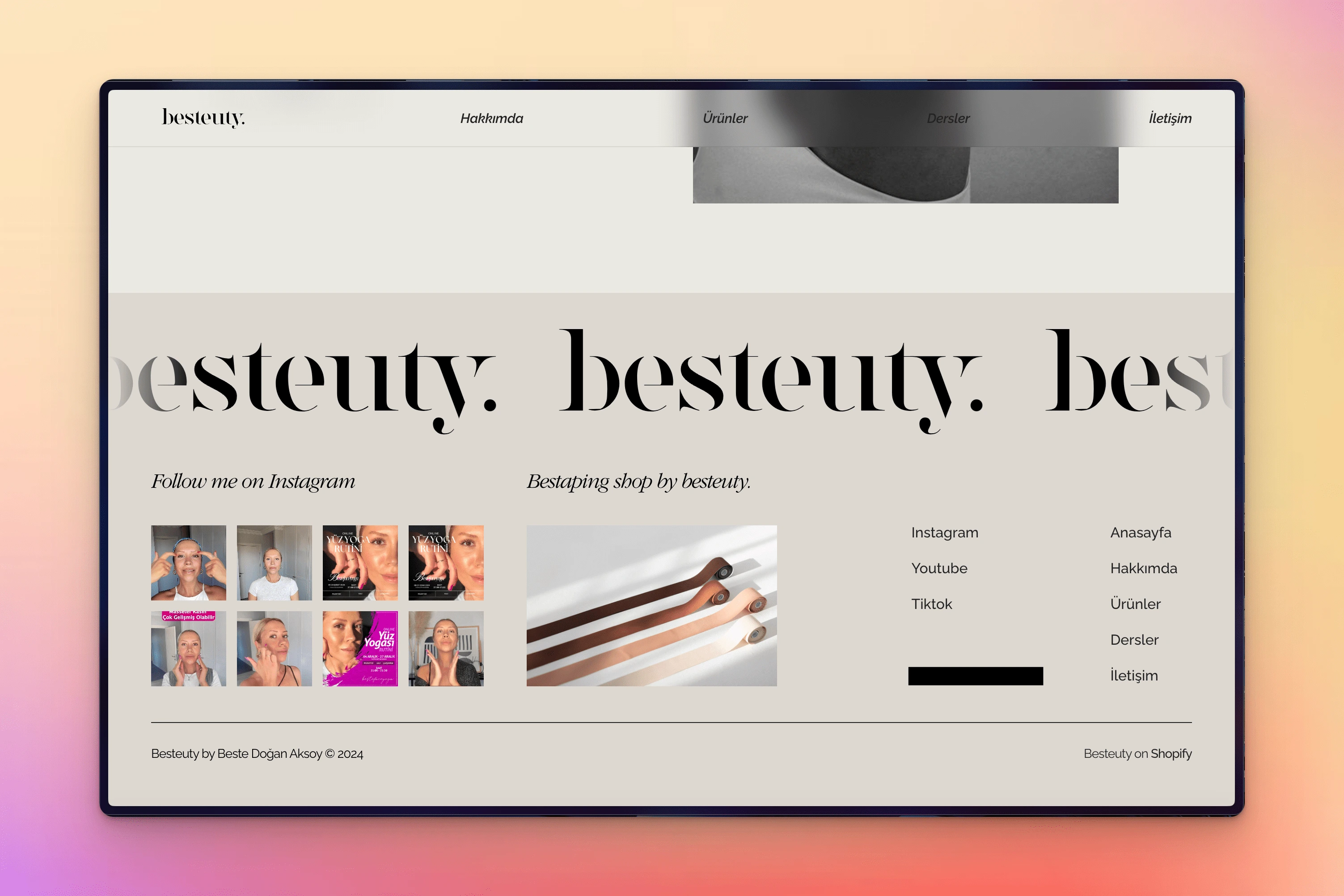 Besteuty - Footer with Animated Branding and Social Media Guidance