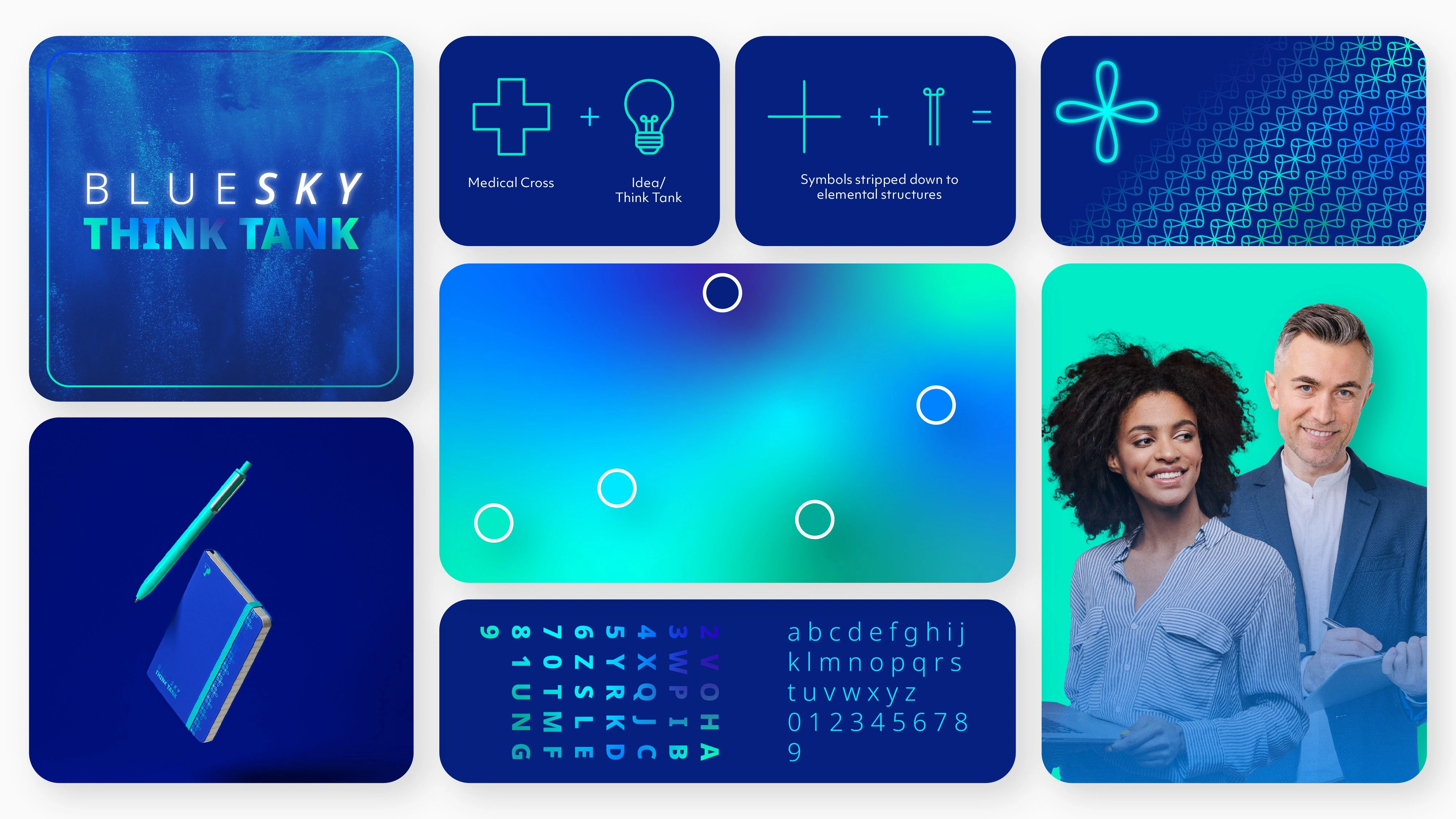 Mosaic of BSTT visual identity. Approved wordmark, creative rationale behind the pattern, chosen color palette, used typographies, and image treatment.