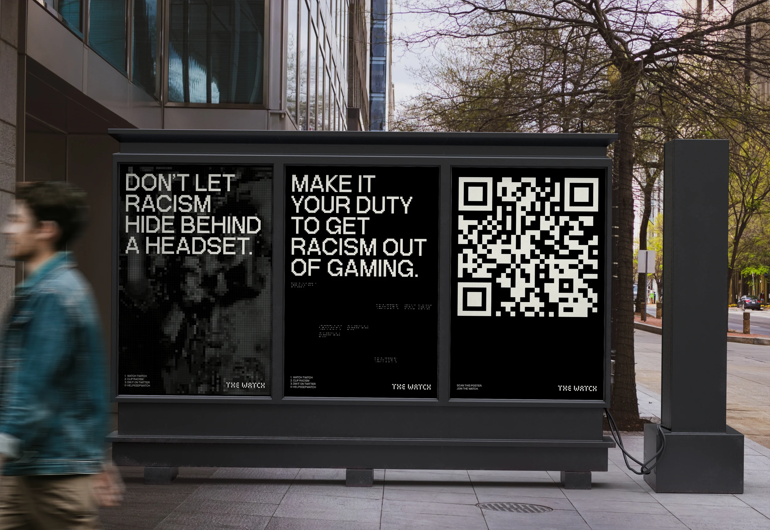 Out of Home posters that can interact with the viewer. The QR code drives people to the Twitter page. 