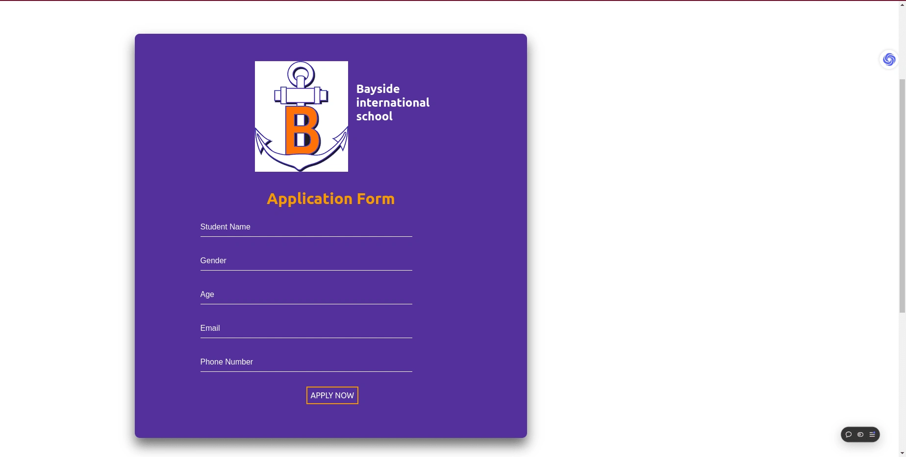 Bayside International School Application form