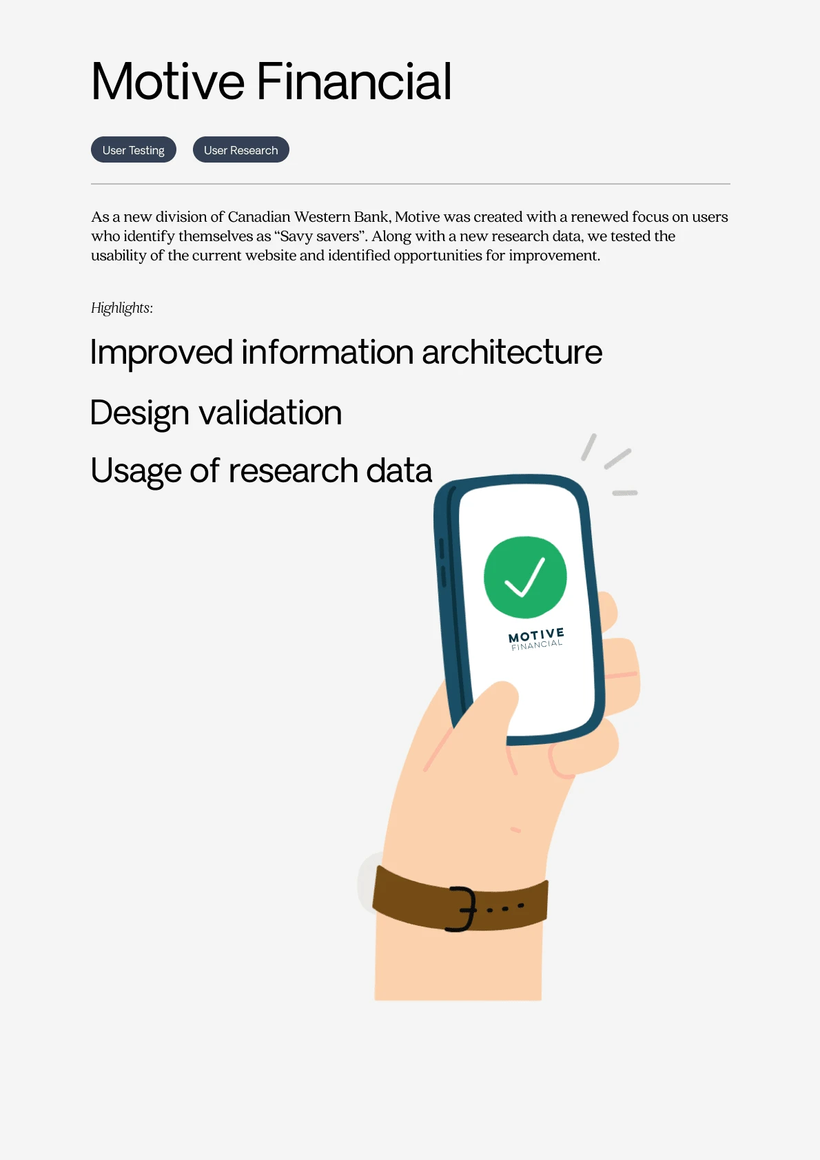 Motive Financial Project Highlights