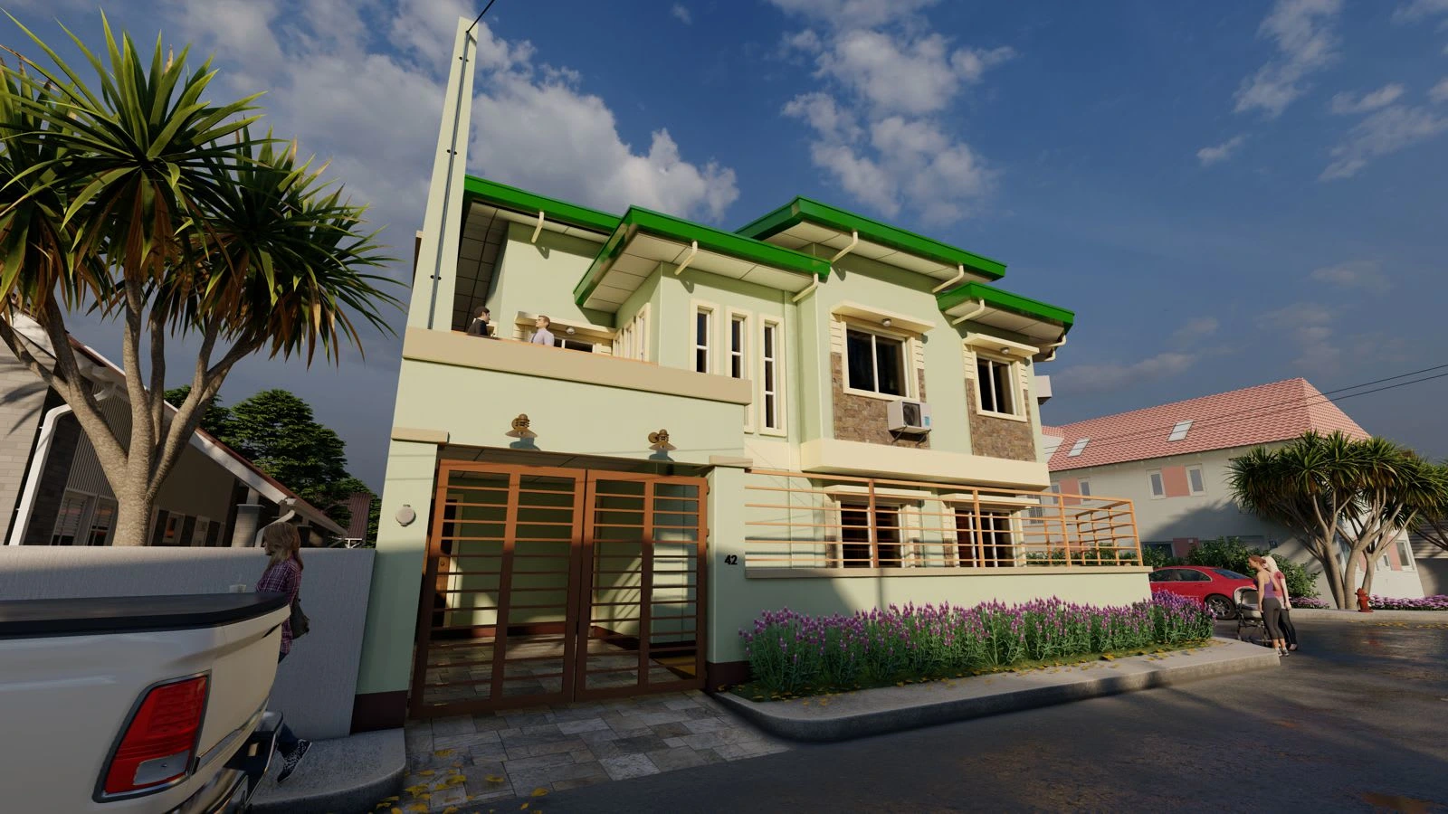 8. (1-2) Green View Project 2013;    Location: Quezon City, Philippines;  Owner(s): E&C Partnership;   Designer: CD Exmundo;   Builder: CD Exmundo;  Tools: Originally Rendered in AutoCAD R16 & 3D StudioMAX R6 in 2013;    Re-modeled in AutoCAD R22 & Lumion 10.5; Photo edited (resized) in Corel Photo-Paint, in2023.