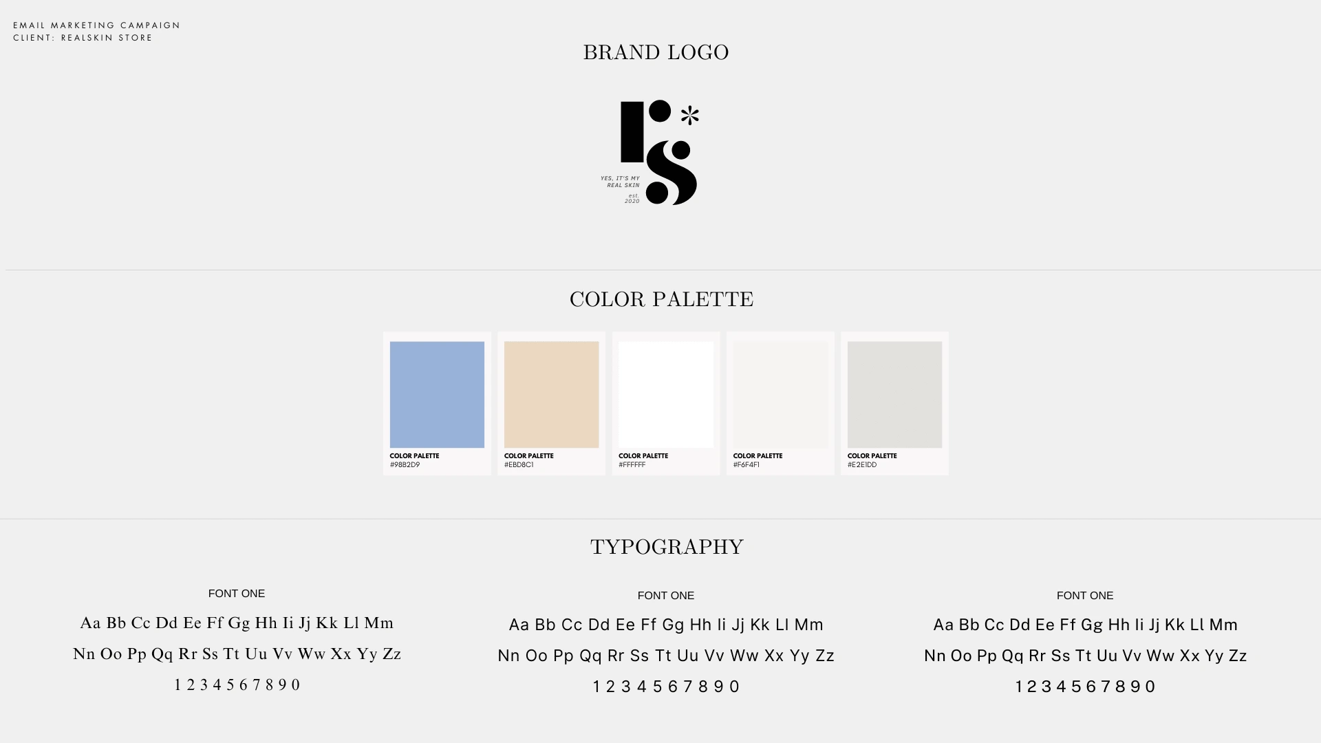 Brand Logo, Color Palette, Typography