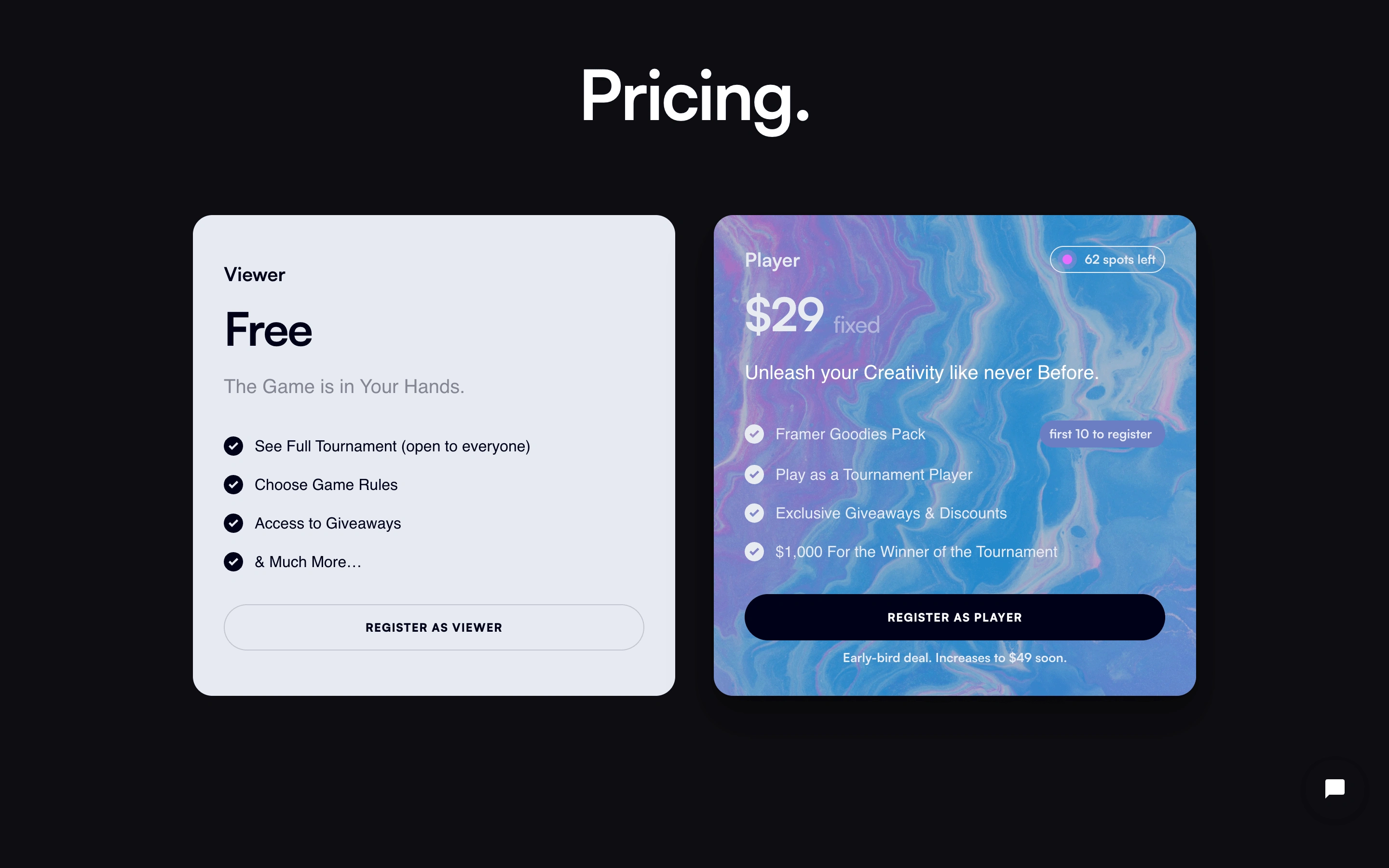 Pricing page