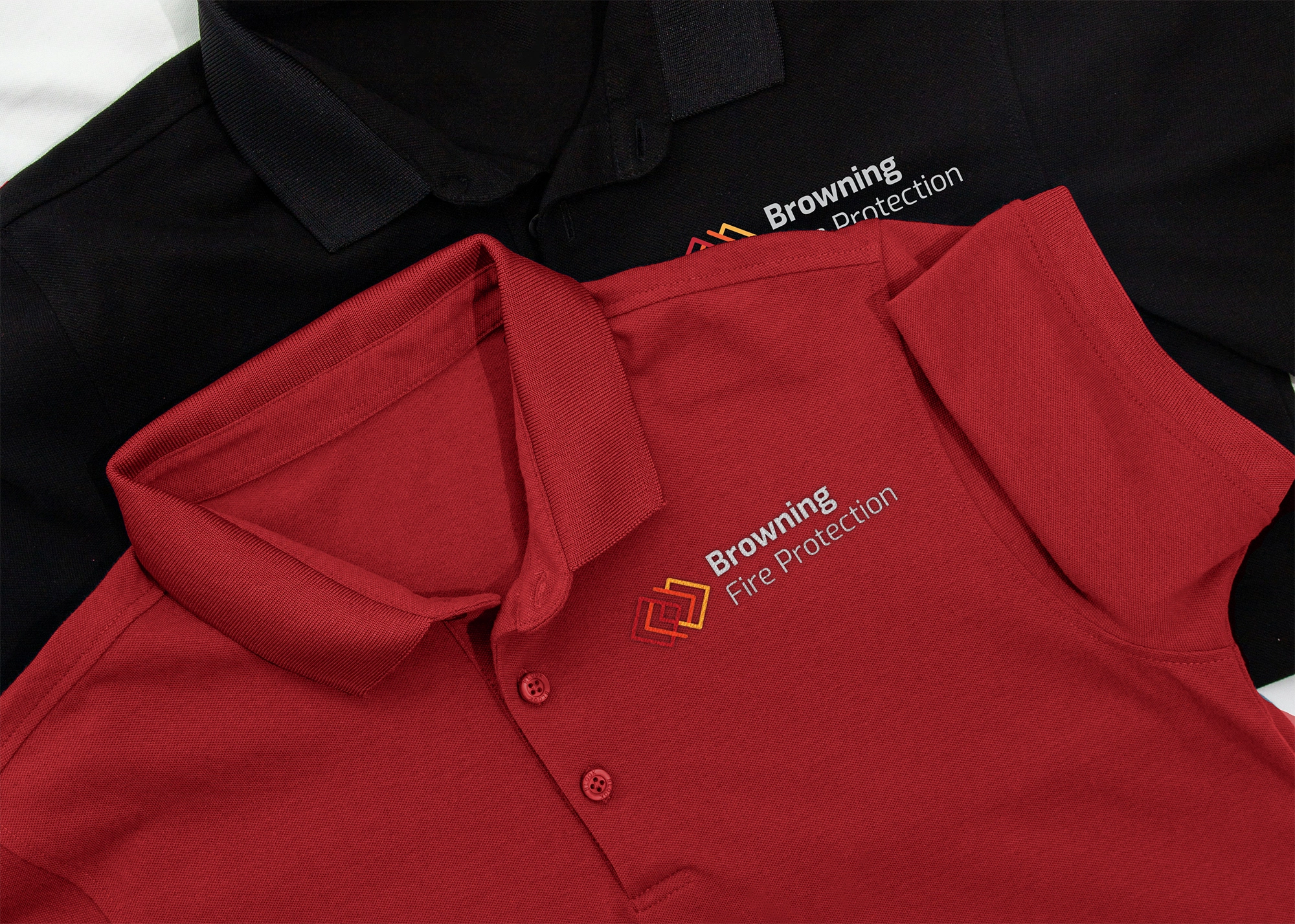 Embroidery mockup on company polo shirts