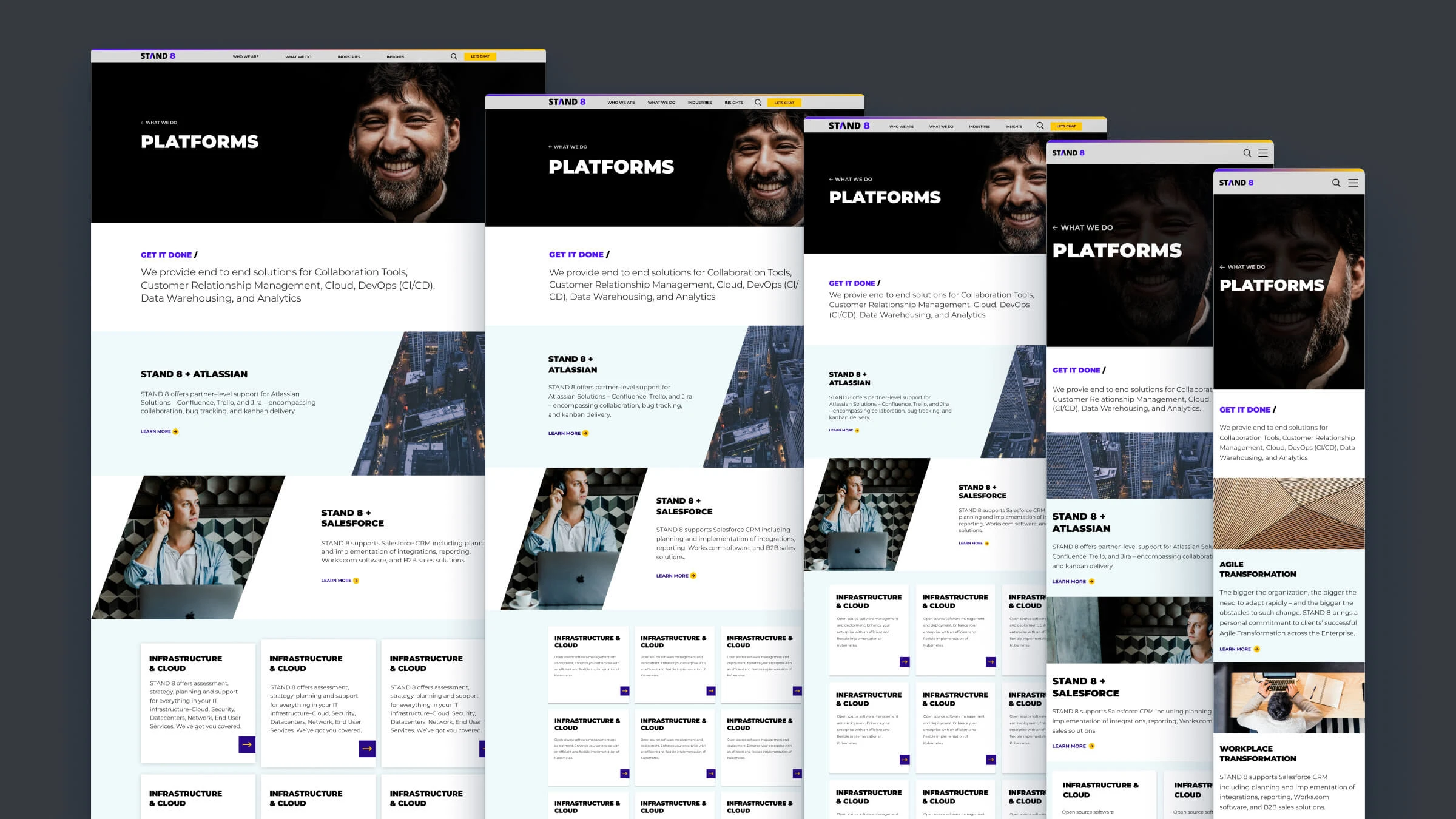 Final design for Platforms page that turned out especially well with restricted use of color. 