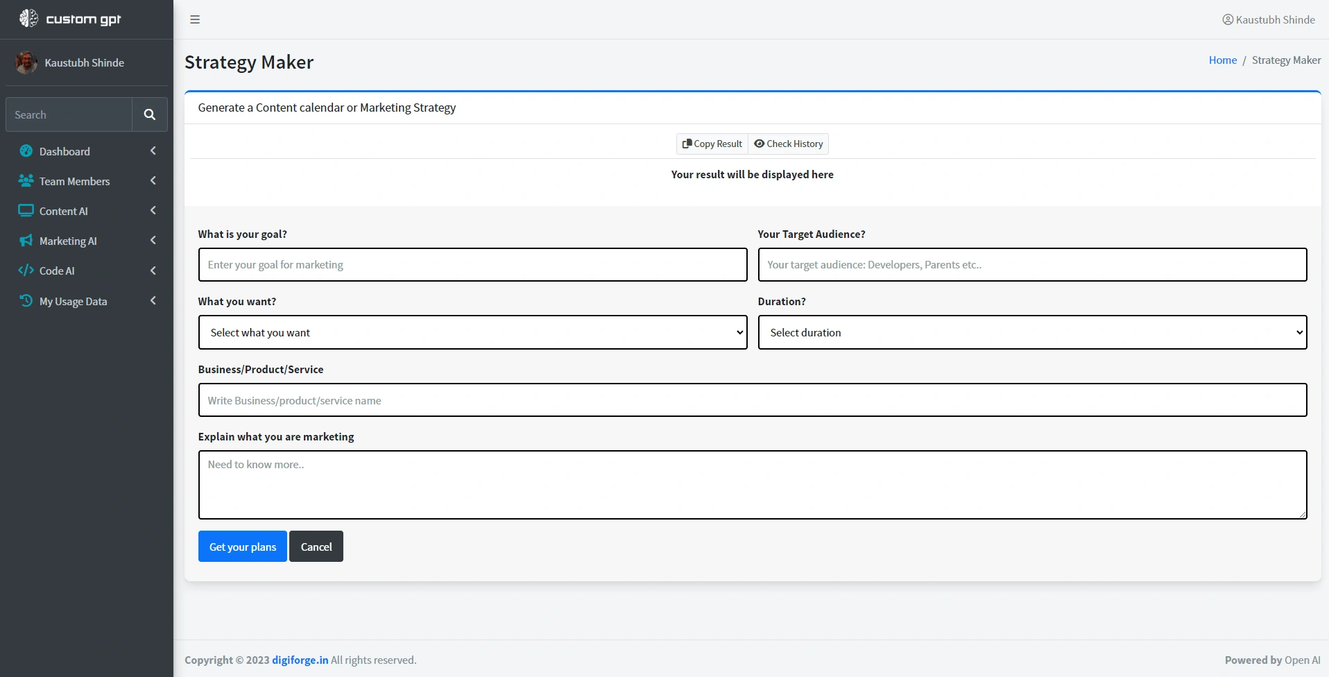 This workflow is designed to generate Marketing Strategy & Content Calender for a period of 3 Months /6 Months/12 Months