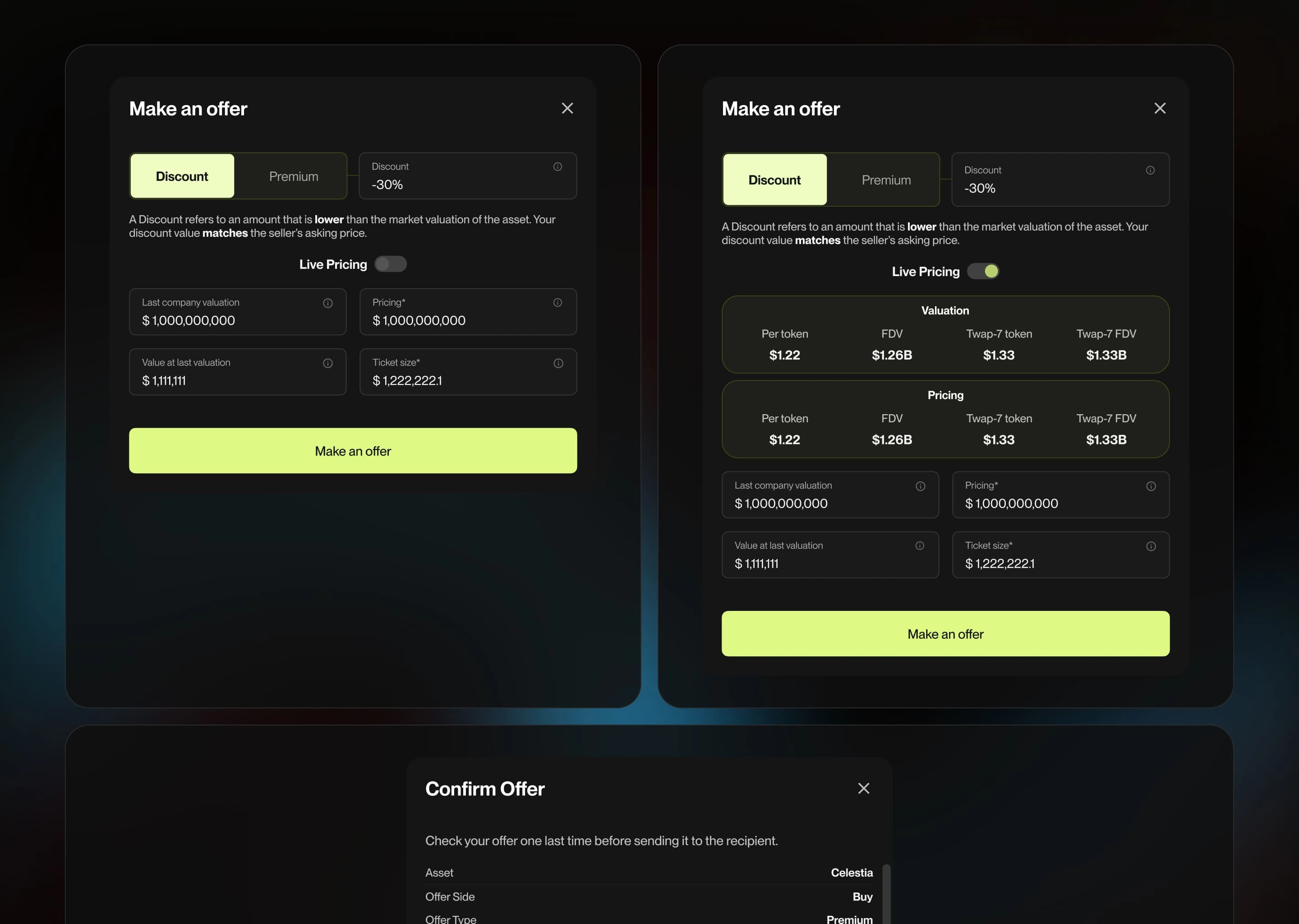 Make an offer flow components