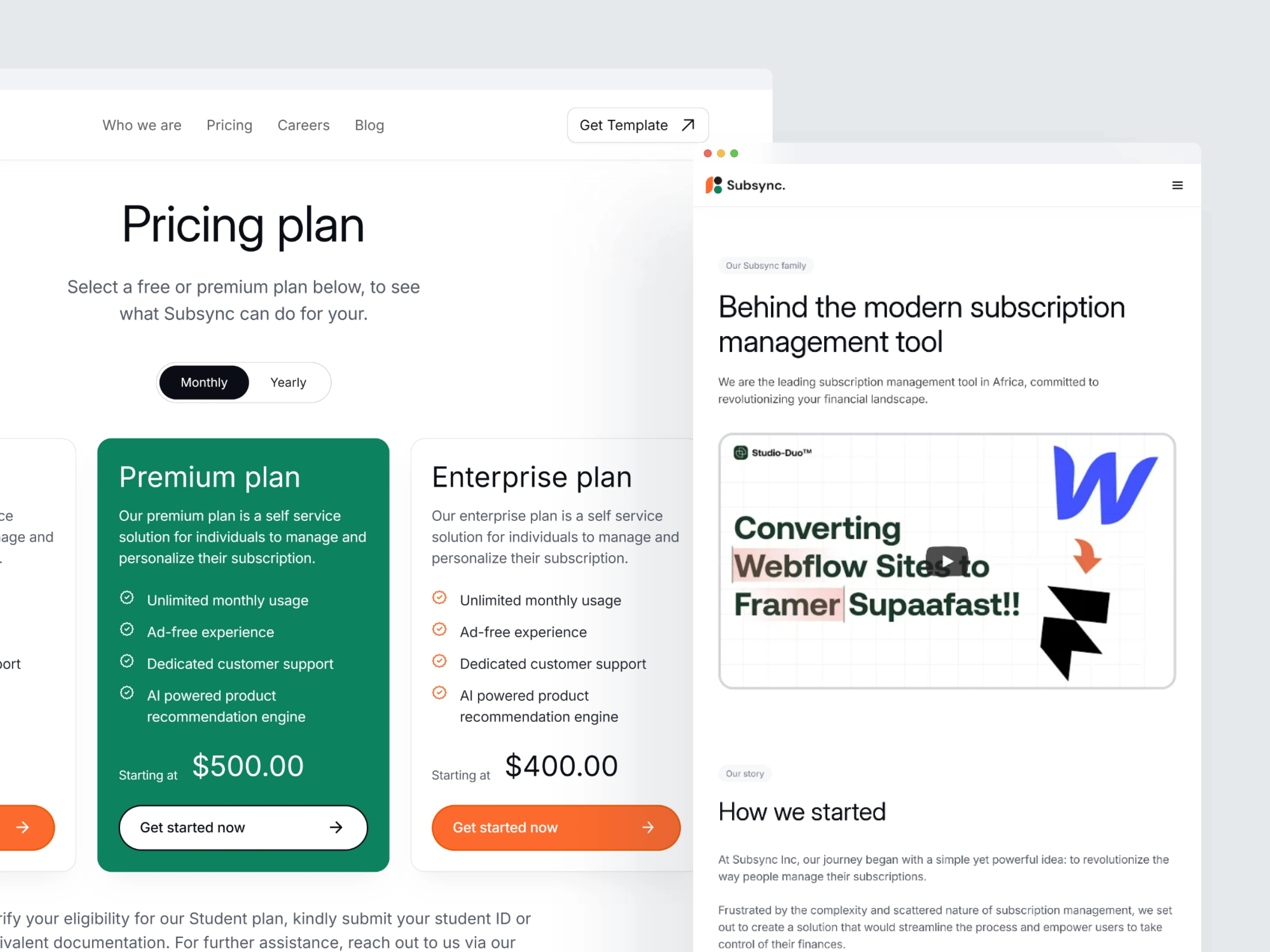 Pricing Page