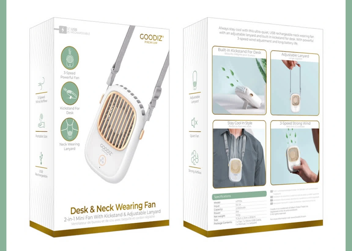 Package Design For Desk & Neck Wearing Fan