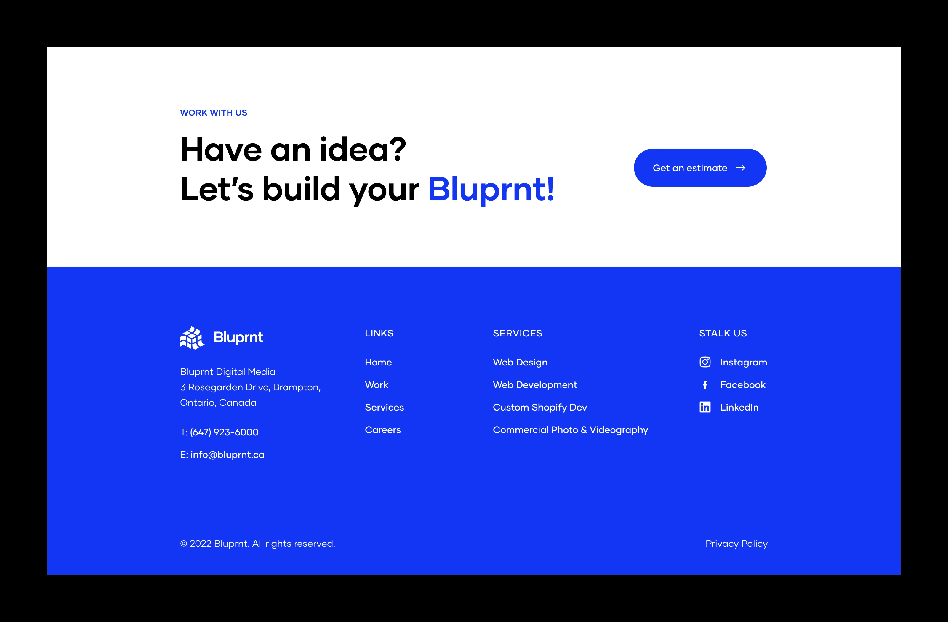 Bluprnt - CTA & Footer