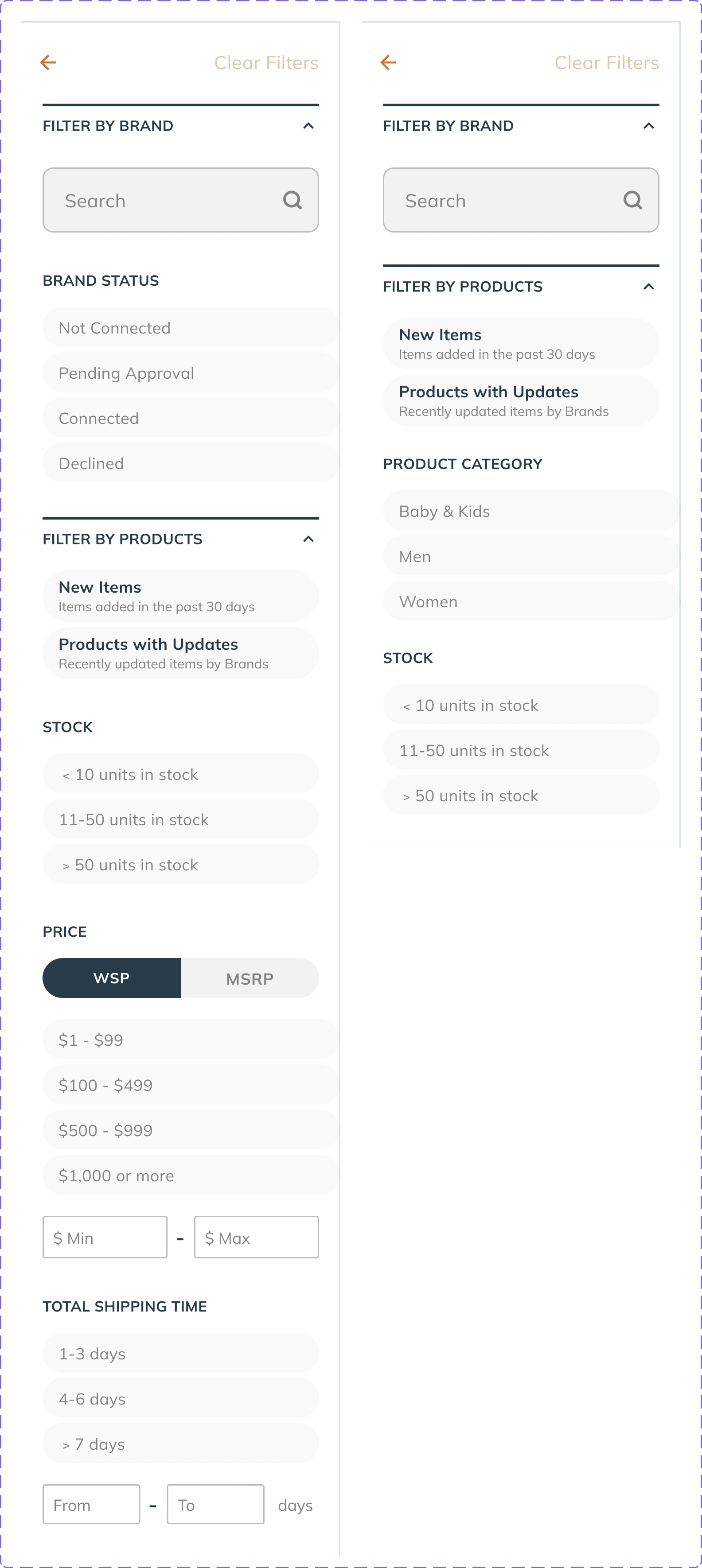 Sidebar Filter Components