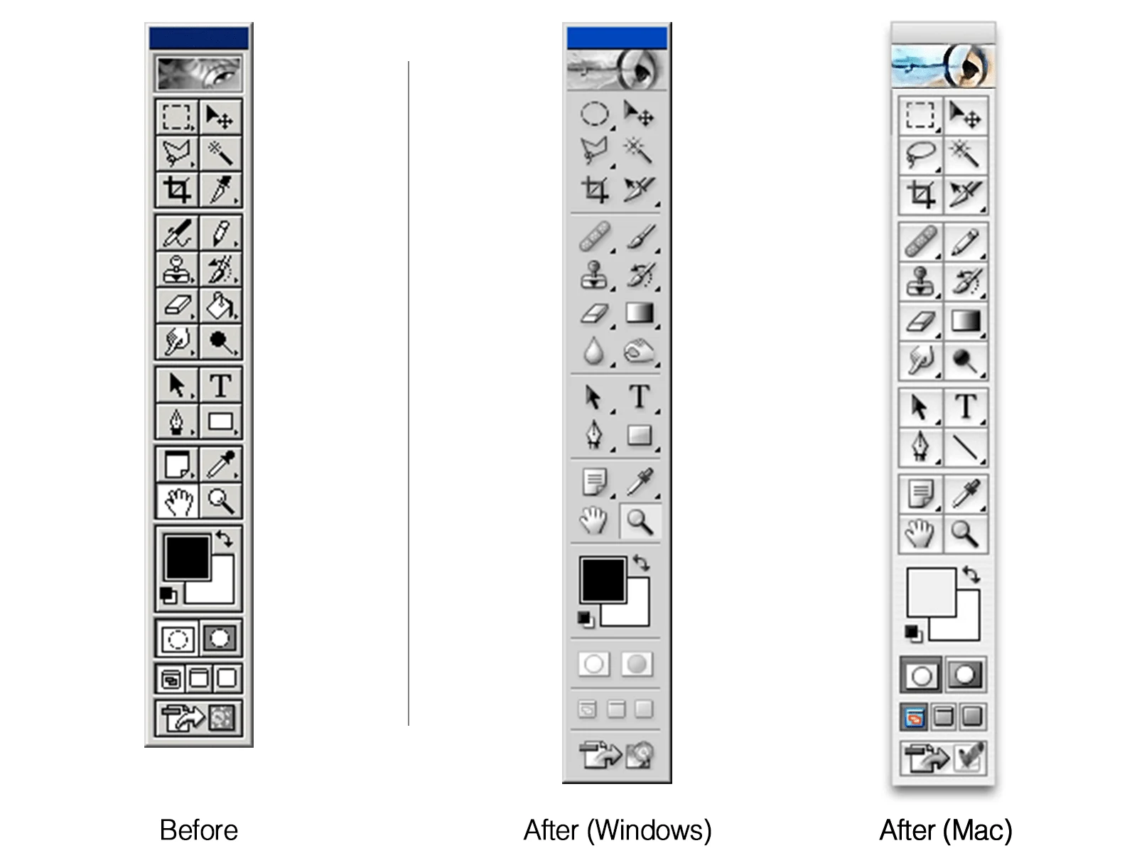 Photoshop Toolbar - Before and After