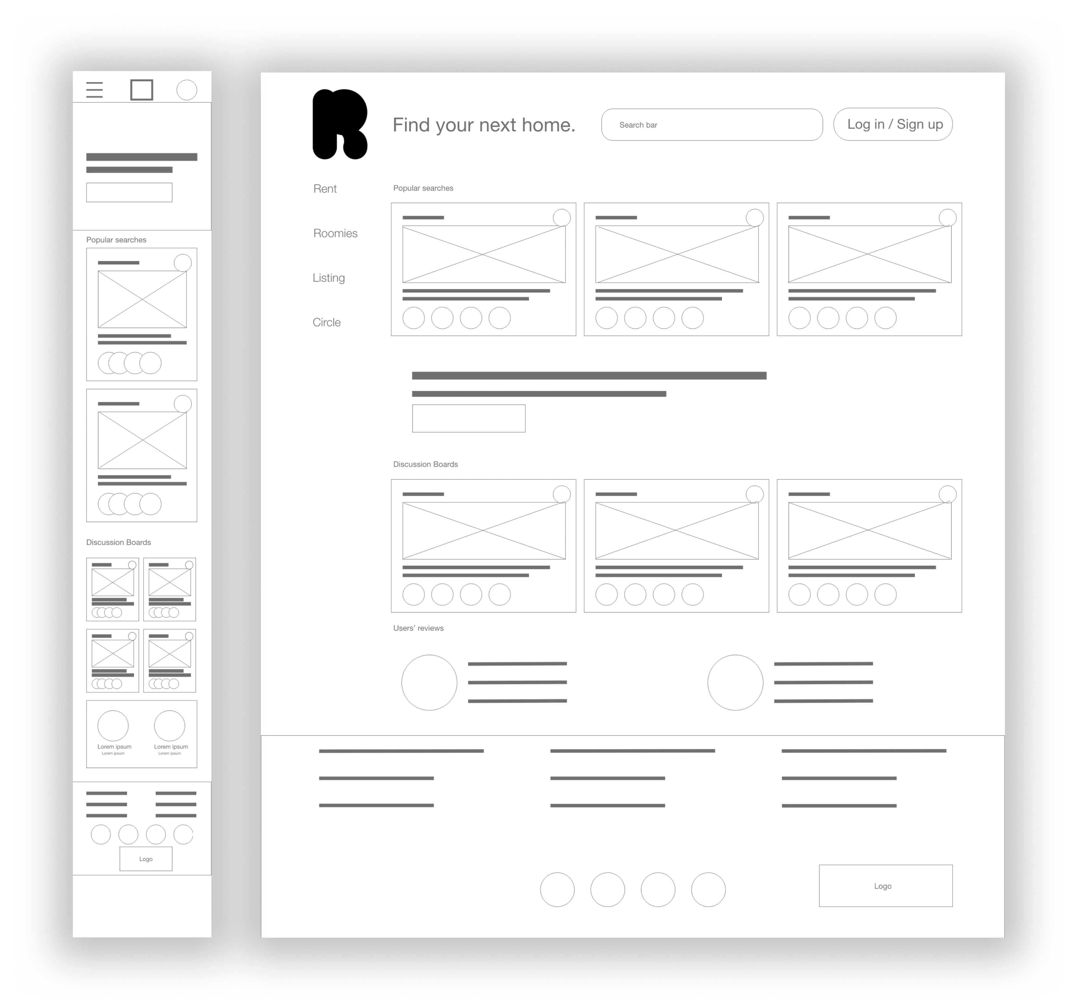 Size Adaptation in both Web and Mobile version of Roomi