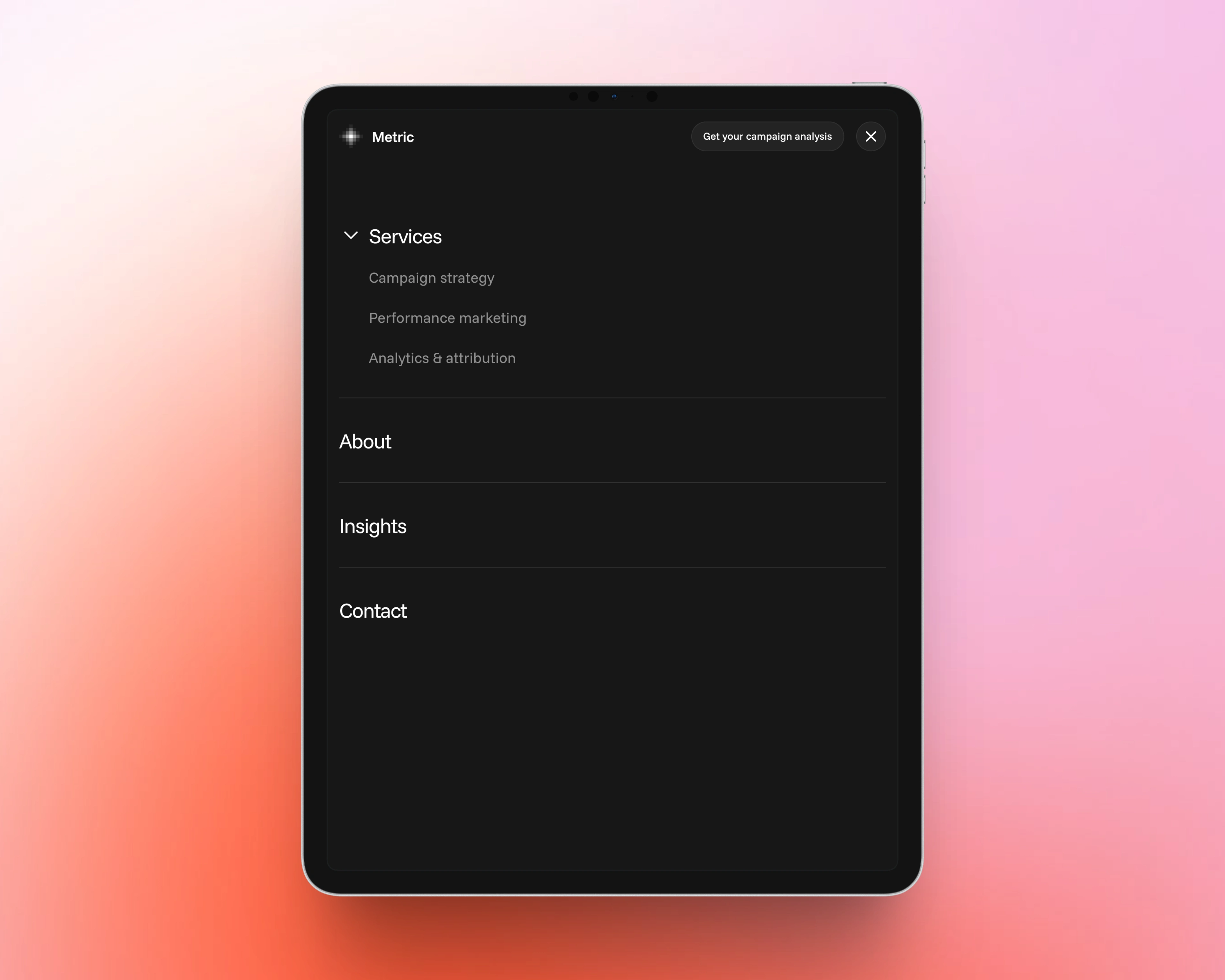 Tablet menu