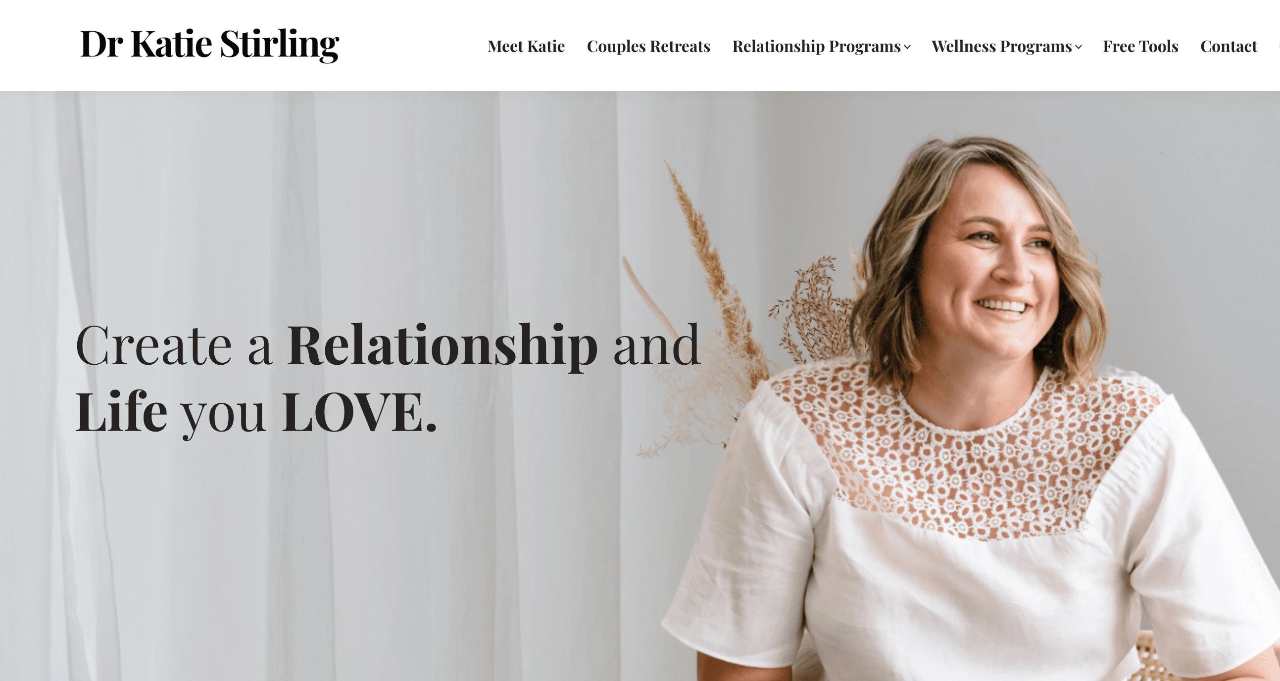 Dr Katie Stirling Website's Landing Page