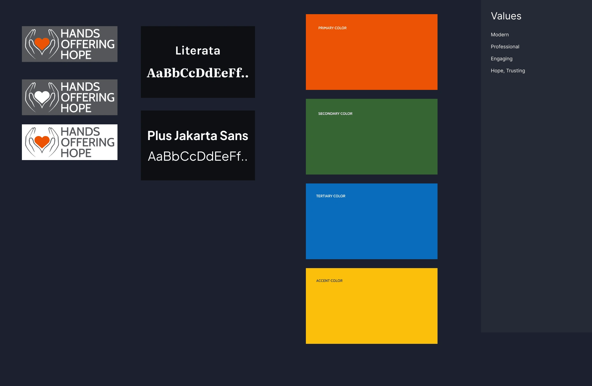 Typography changed to Literata and Plus Jakarta Sans to improve in the visual brand and make the website more luxury and professional approach.  Existing colours: Red, blue, green, and yellow were kept in the redesign. 