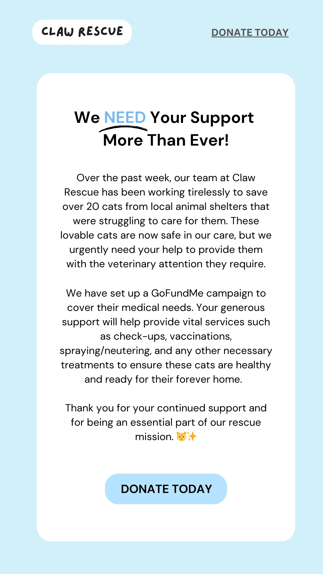 Email Design and Copy for Claw Rescue