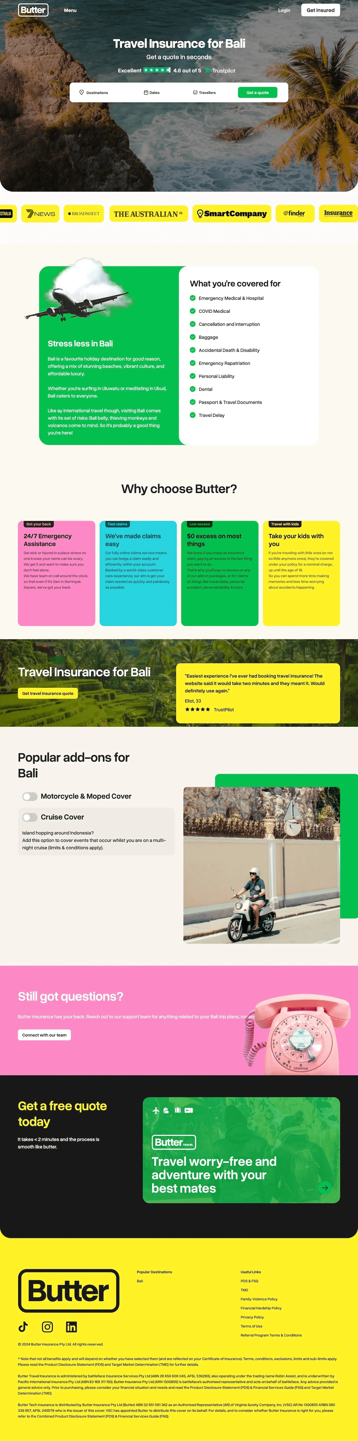 Butter Insurance full Webflow Development Landing Page Build