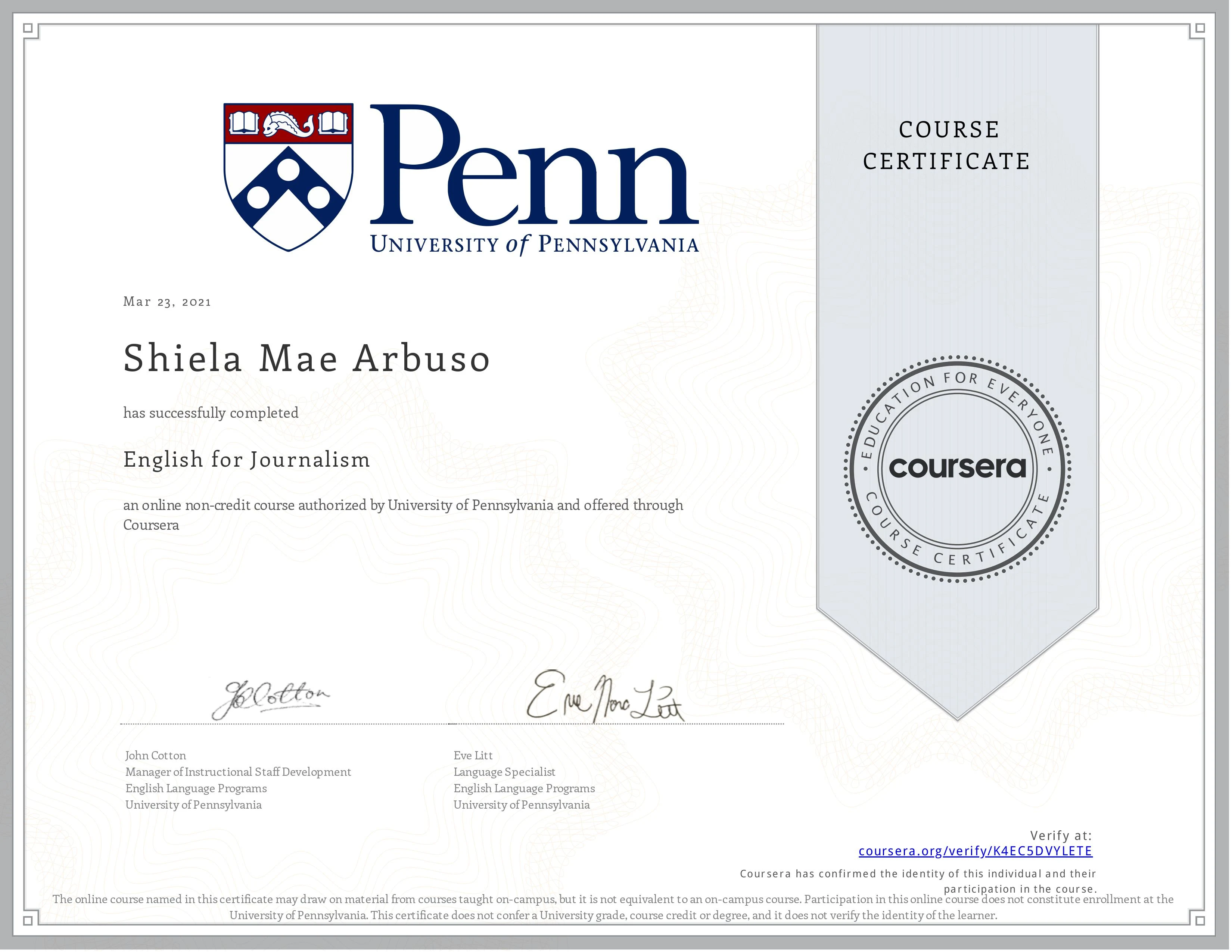 English for Journalism - Coursera