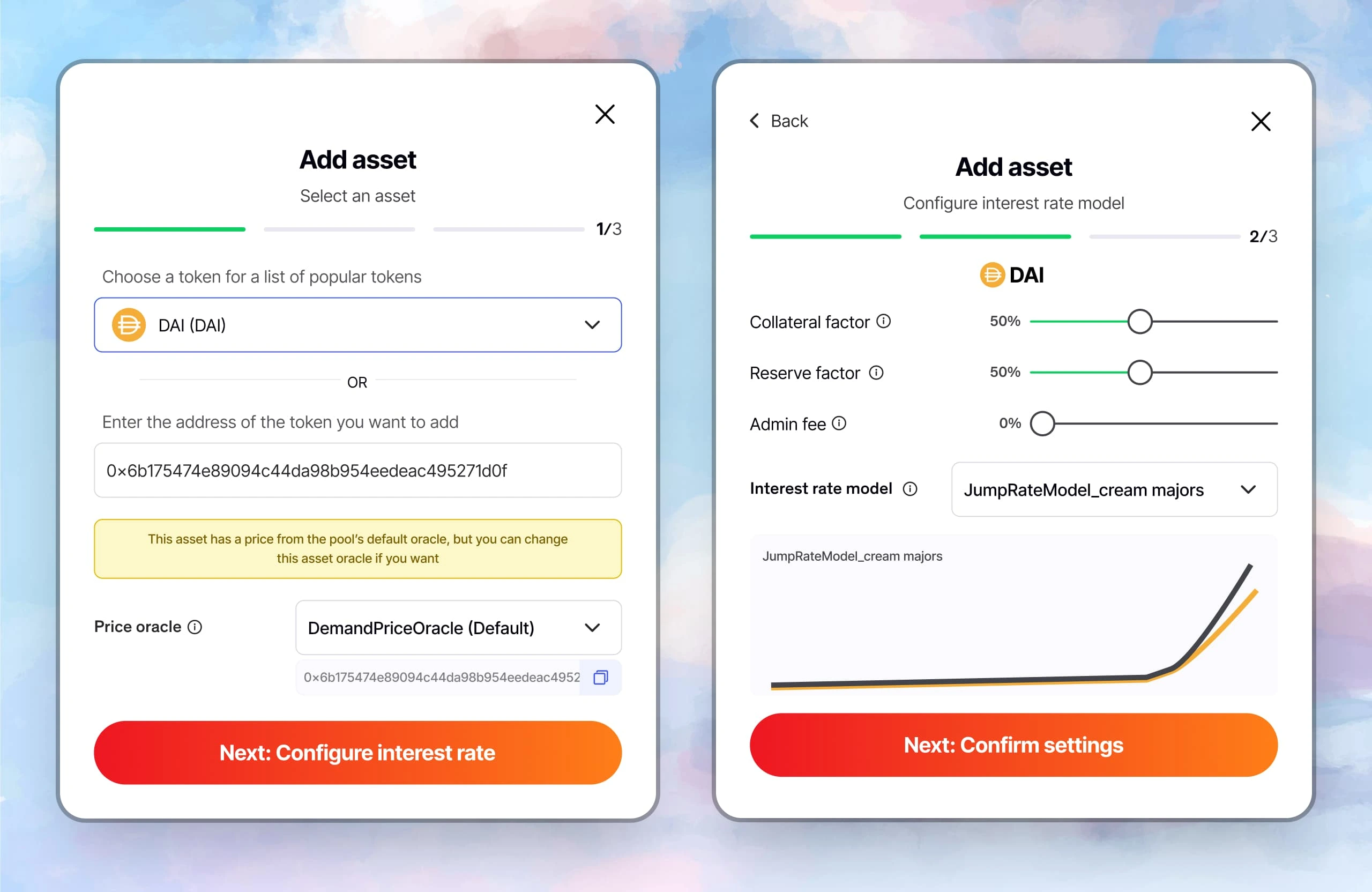 Add asset to pool modal