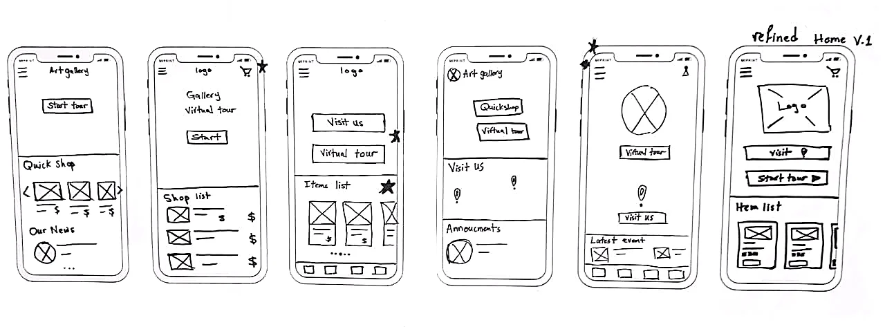 Wireframe sketches