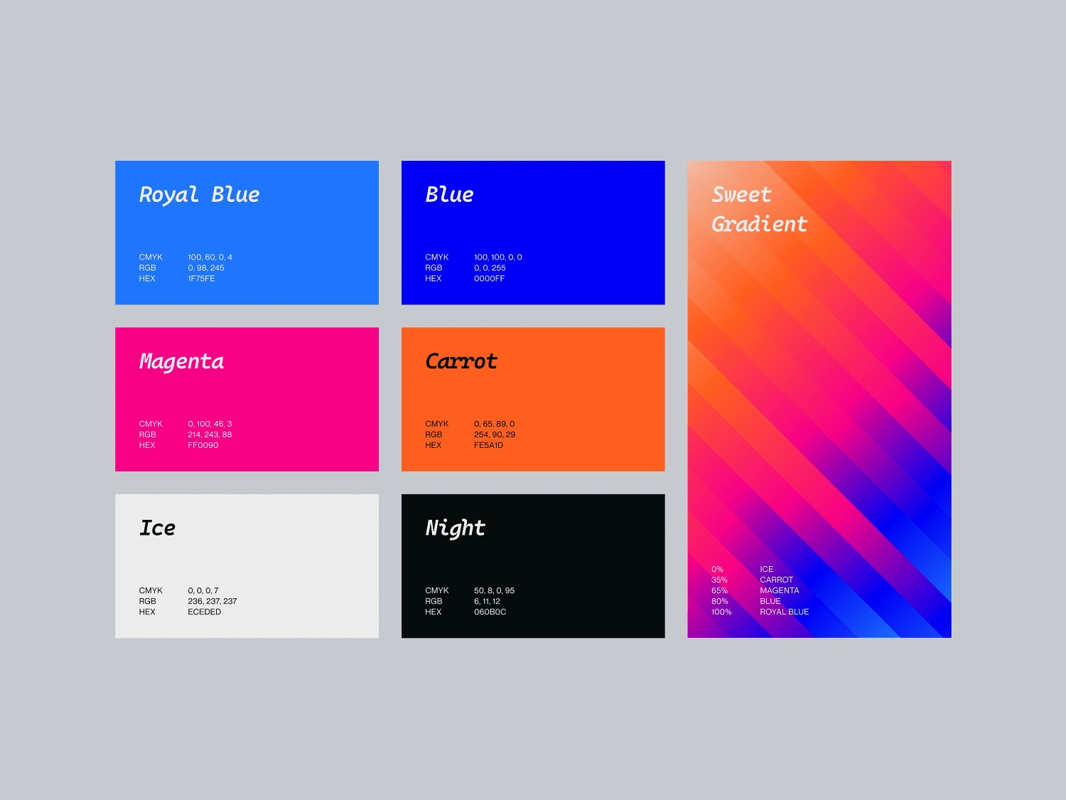 Bold brand color palette, perfect for digital use.