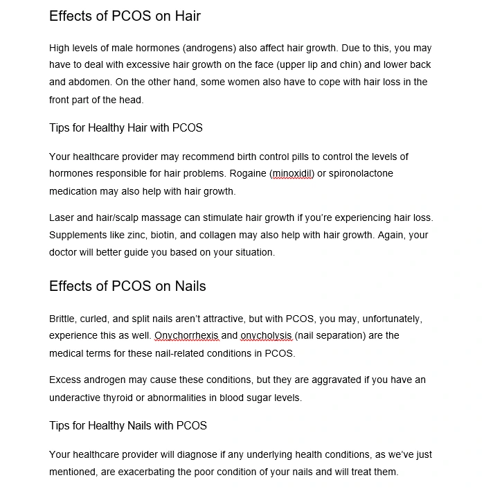 Healthy Skin, Hair, and Nails with PCOS